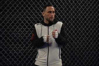 LAS VEGAS, NV - DECEMBER 11: Frankie Edgar warms up backstage during the TUF Finale event inside The Chelsea at The Cosmopolitan of Las Vegas on December 11, 2015 in Las Vegas, Nevada.  (Photo by Brandon Magnus/Zuffa LLC/Zuffa LLC via Getty Images)