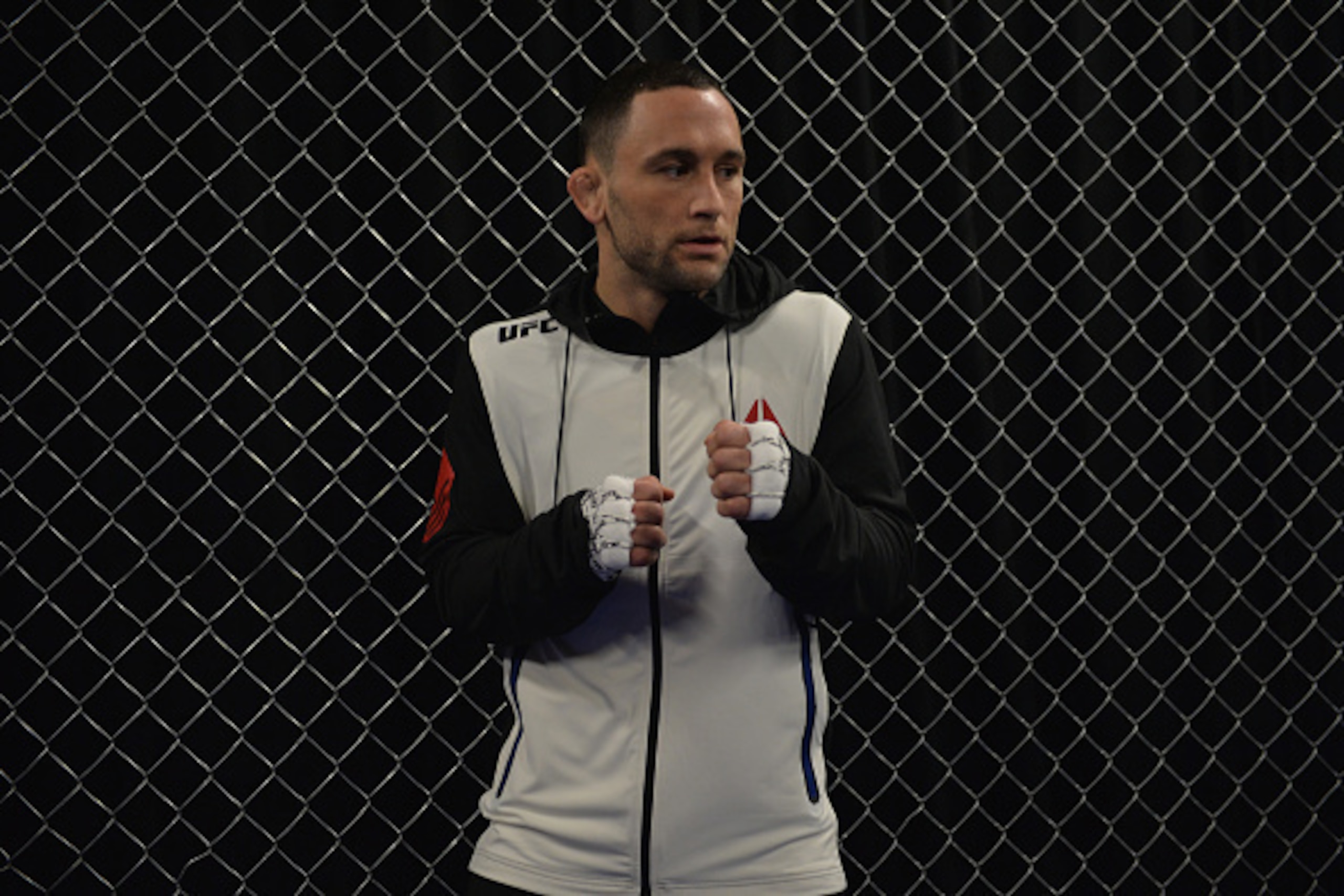LAS VEGAS, NV - DECEMBER 11: Frankie Edgar warms up backstage during the TUF Finale event inside The Chelsea at The Cosmopolitan of Las Vegas on December 11, 2015 in Las Vegas, Nevada.  (Photo by Brandon Magnus/Zuffa LLC/Zuffa LLC via Getty Images)