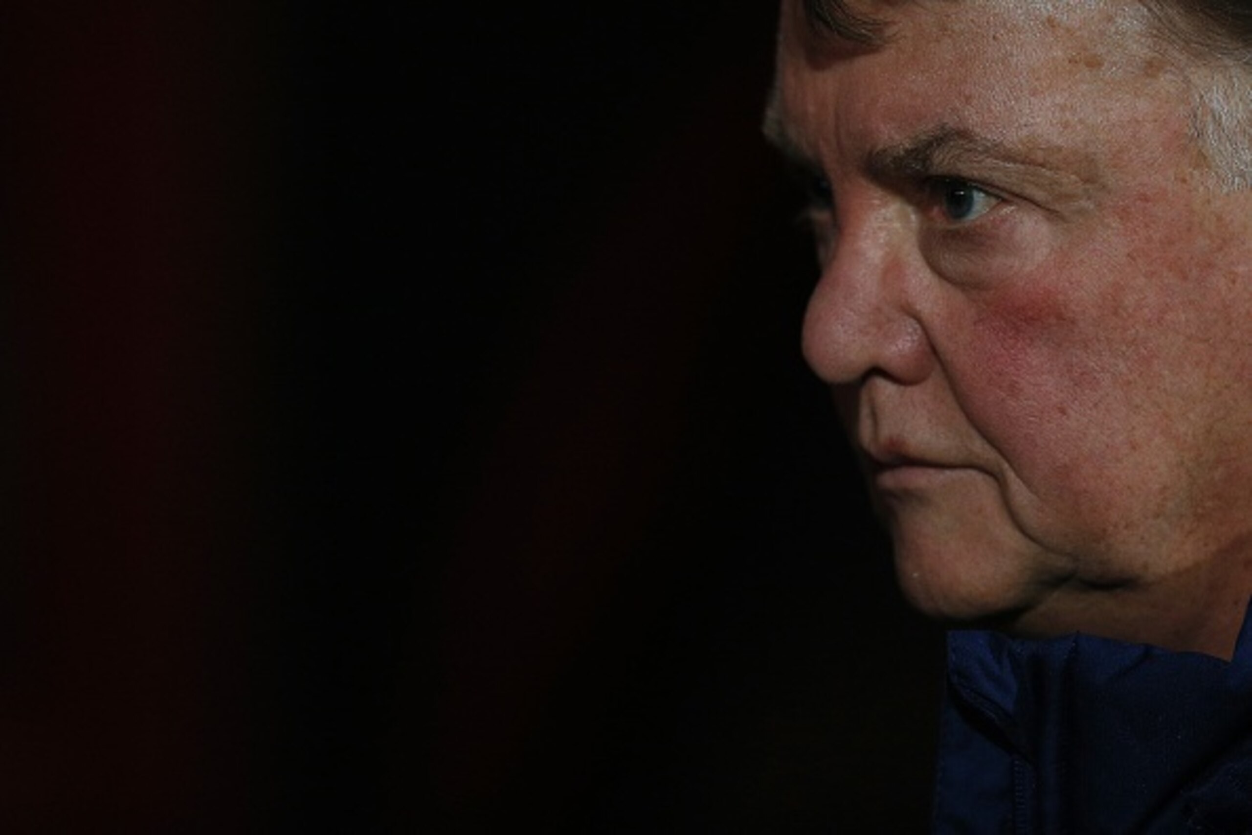 Manchester United's Dutch manager Louis van Gaal reacts ahead of the English Premier League football match between Bournemouth and Manchester United at the Vitality Stadium in Bournemouth, southern England on December 12, 2015. Bournemouth won the match 2