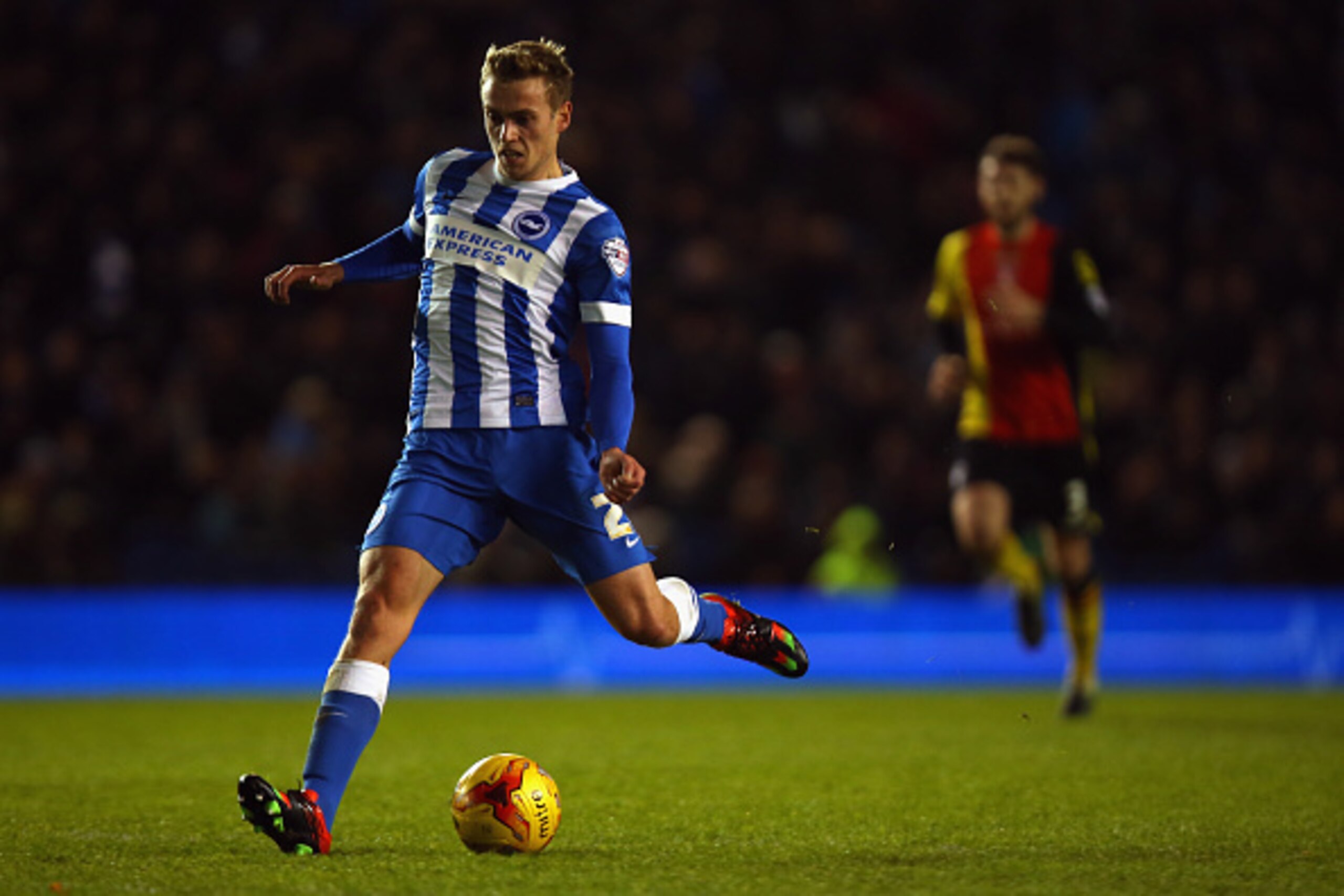 BRIGHTON, ENGLAND - NOVEMBER 28: James Wilson of Brighton & Hove Albion in action during the Sky Bet Championship match between Brighton and Hove Albion and Birmingham City on November 28, 2015 in Brighton, United Kingdom.  (Photo by Bryn Lennon/Getty Ima