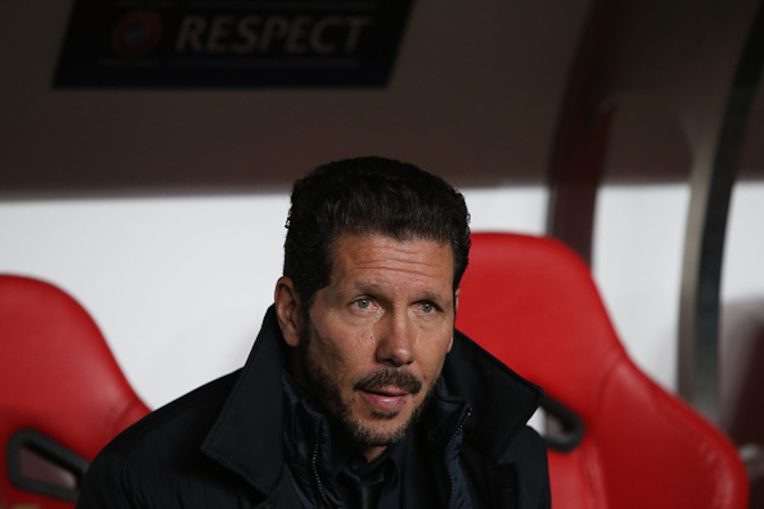 LISBON, PORTUGAL - DECEMBER 8:  Club Atletico de Madrid's coach Diego Simeone during the UEFA Champions League match between SL Benfica and Club Atletico de Madrid at Estadio da Luz, on December 8, 2015 in Lisbon, Portugal.  (Photo by Gualter Fatia/Getty 