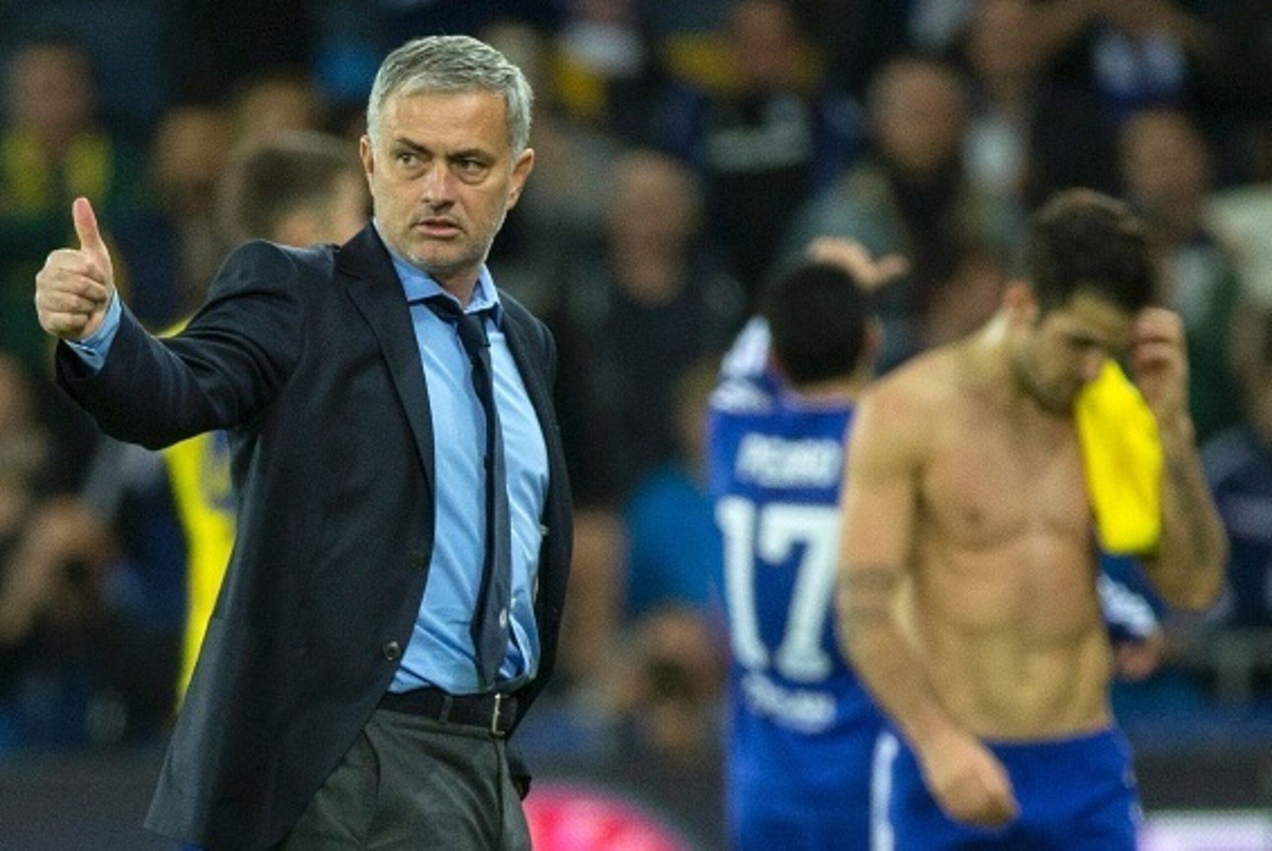 Chelsea's Portuguese Head Coach Jose Mourinho reacts during the UEFA Champions League, group G, football match between Maccabi Tel Aviv and Chelsea FC at the Sammy Ofer Stadium, in the Israeli coastal city of Haifa, on November 24, 2015.  / AFP / JACK GUE