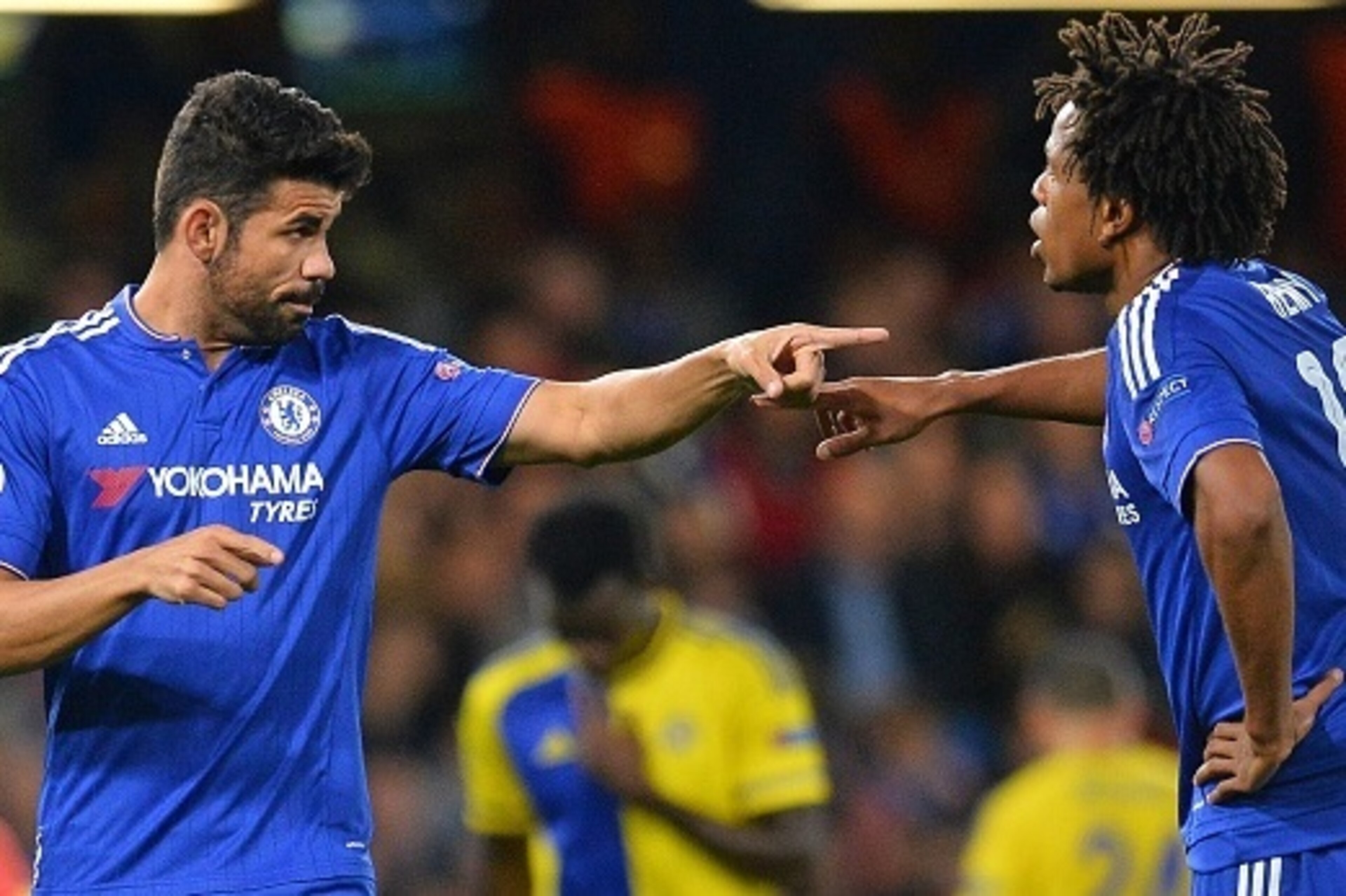 Chelsea's Brazilian-born Spanish striker Diego Costa (L) and Chelsea's French striker Loic Remy exchange words during the UEFA Champions League, group G, football match between Chelsea and Maccabi Tel Aviv at Stamford Bridge in London on September 16, 201 Chelsea's Brazilian-born Spanish striker Diego Costa (L) and Chelsea's French striker Loic Remy exchange words during the UEFA Champions League, group G, football match between Chelsea and Maccabi Tel Aviv at Stamford Bridge in London on September 16, 201