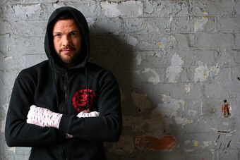 MANCHESTER, ENGLAND - DECEMBER 15: Boxer Andy Lee poses for a photograph prior to a media work-out at Arnie's Gym on December 15, 2015 in Manchester, England. Lee defends his World Middleweight title against Billy Joe Saunders this Saturday in Manchester.