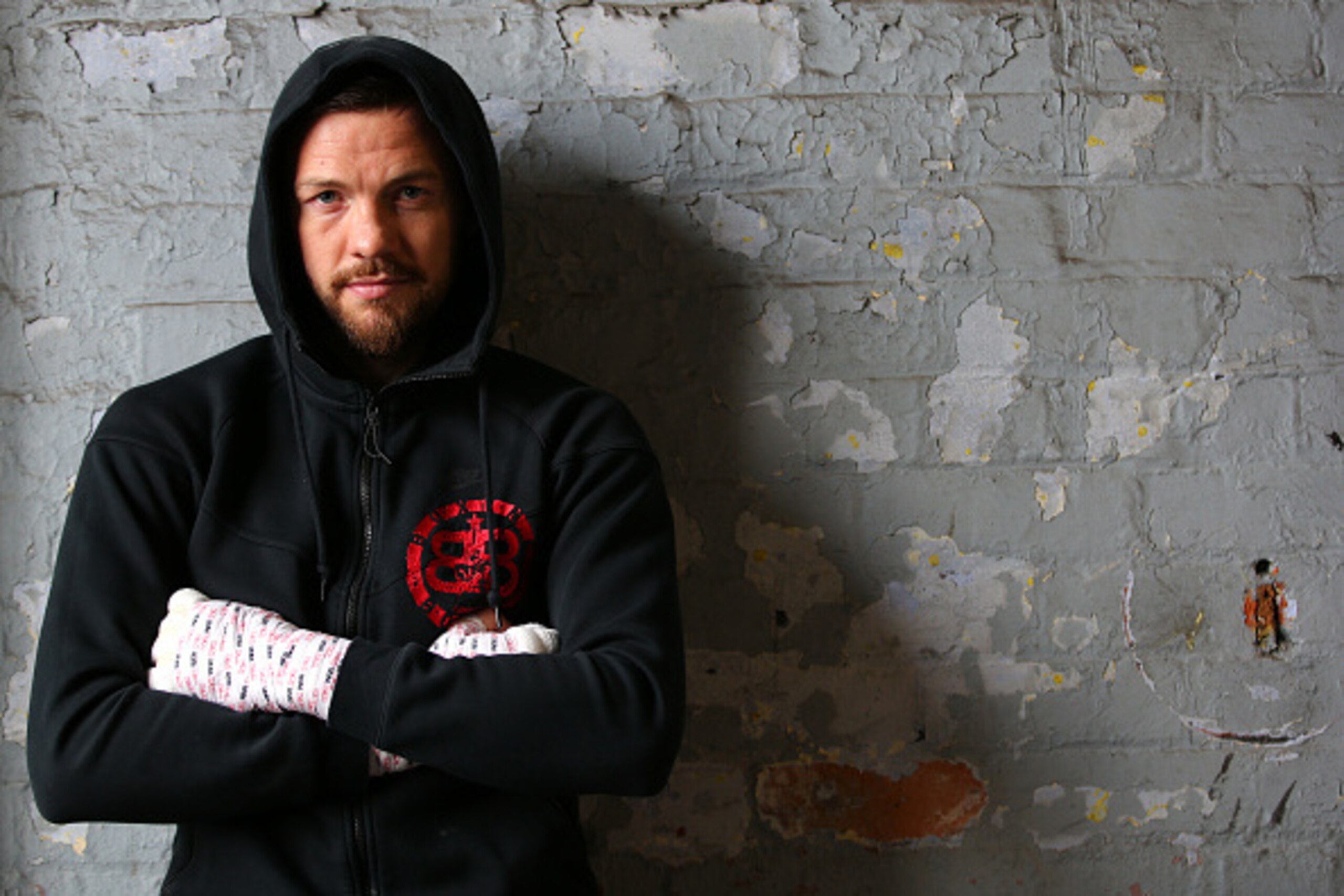 MANCHESTER, ENGLAND - DECEMBER 15: Boxer Andy Lee poses for a photograph prior to a media work-out at Arnie's Gym on December 15, 2015 in Manchester, England. Lee defends his World Middleweight title against Billy Joe Saunders this Saturday in Manchester.