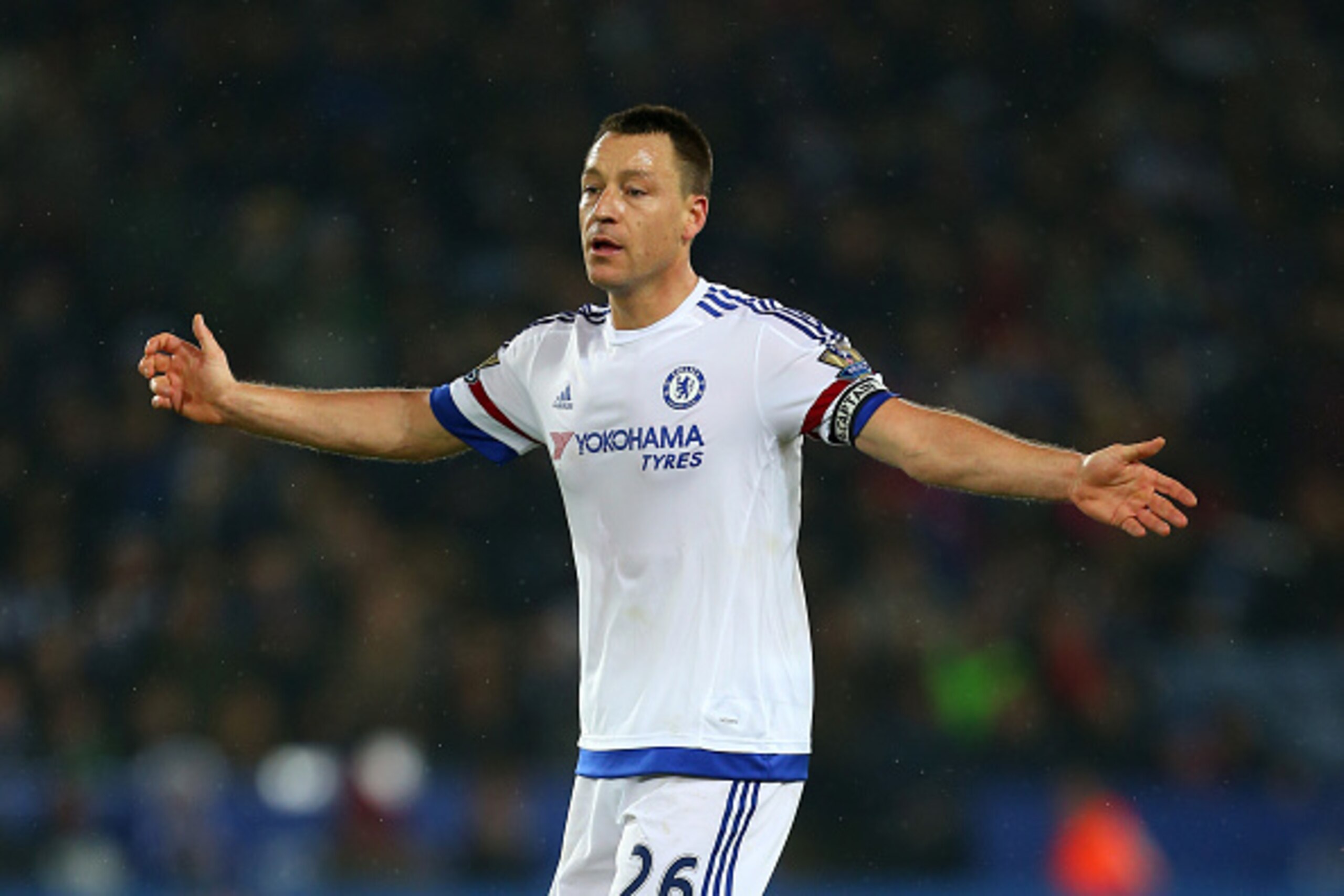 LEICESTER, ENGLAND - DECEMBER 14: John Terry of Chelsea during the Barclays Premier League match between Leicester City and Chelsea at the King Power Stadium on December 14, 2015 in Leicester, England. (Photo by Catherine Ivill - AMA/Getty Images) LEICESTER, ENGLAND - DECEMBER 14: John Terry of Chelsea during the Barclays Premier League match between Leicester City and Chelsea at the King Power Stadium on December 14, 2015 in Leicester, England. (Photo by Catherine Ivill - AMA/Getty Images)