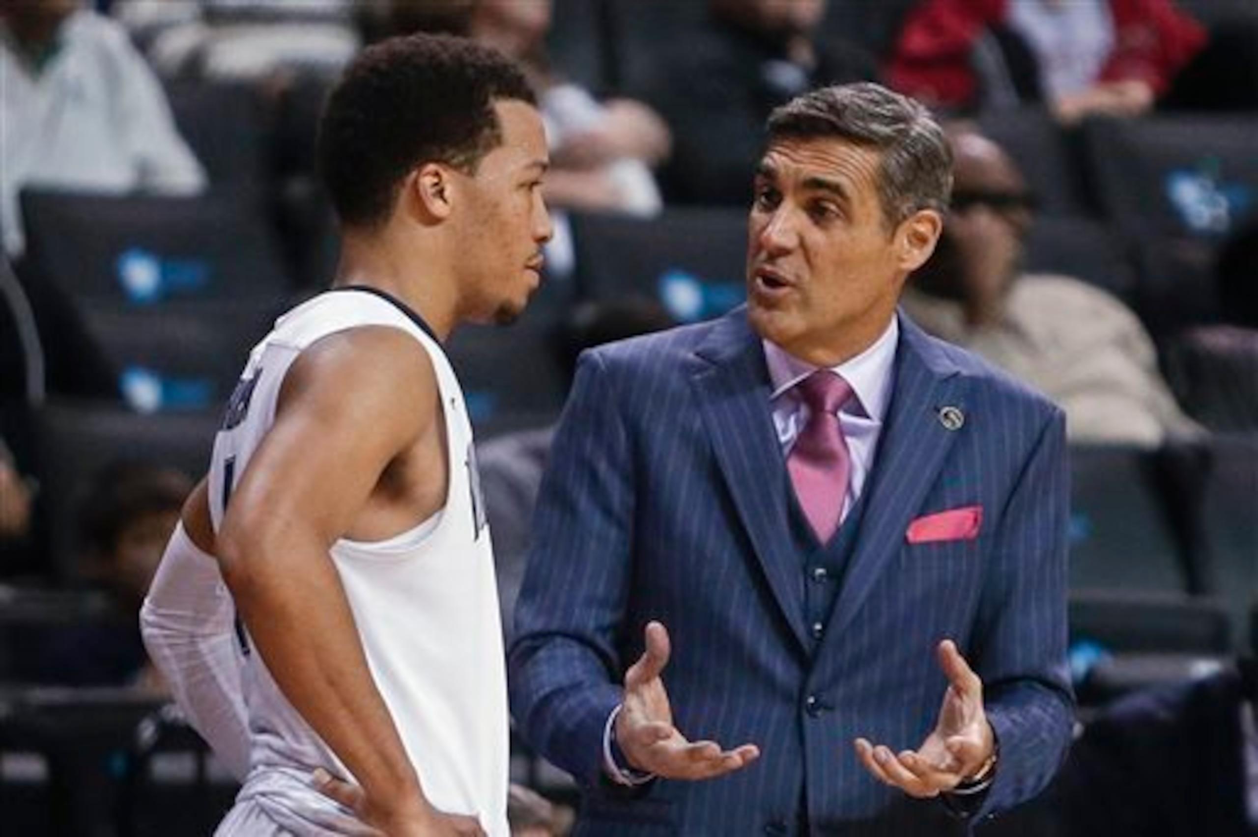 Villanova head coach Jay Wright, already working on molding freshman Jalen Brunson into a future star.