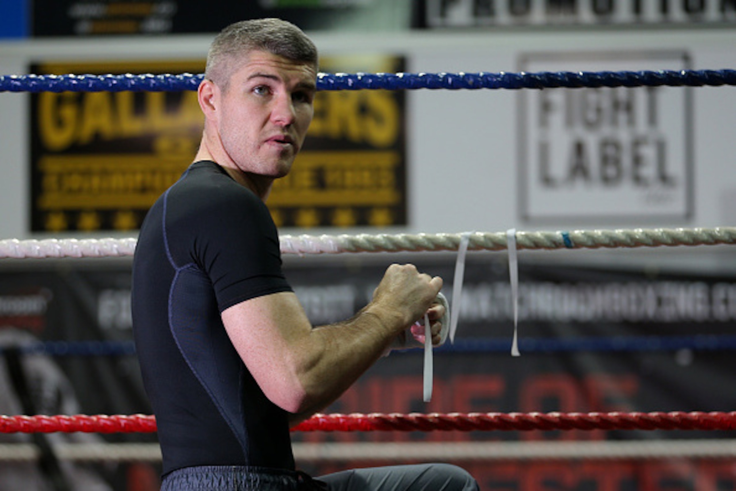 BOLTON, ENGLAND - DECEMBER 14: Boxer Liam Smith with during a media work-out at the Gloves Community Centre on December 14, 2015 in Bolton, England. Smith defends his World Junior Middleweight title against Jimmy Kelly this Saturday in Manchester. (Photo 