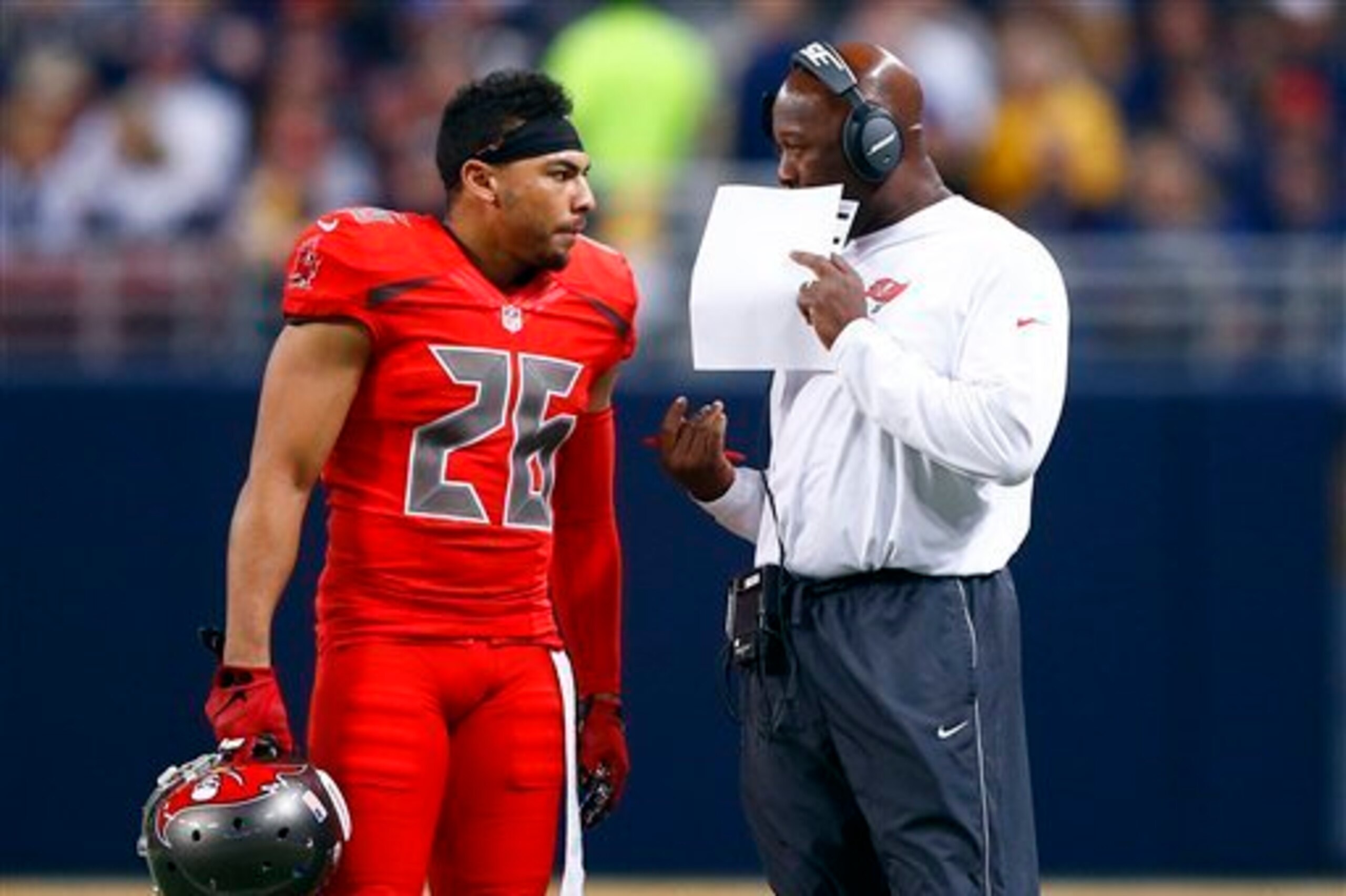 CB Sterling Moore has been the team's best corner this year, but head coach Lovie Smith's secondary has struggled mightily otherwise.