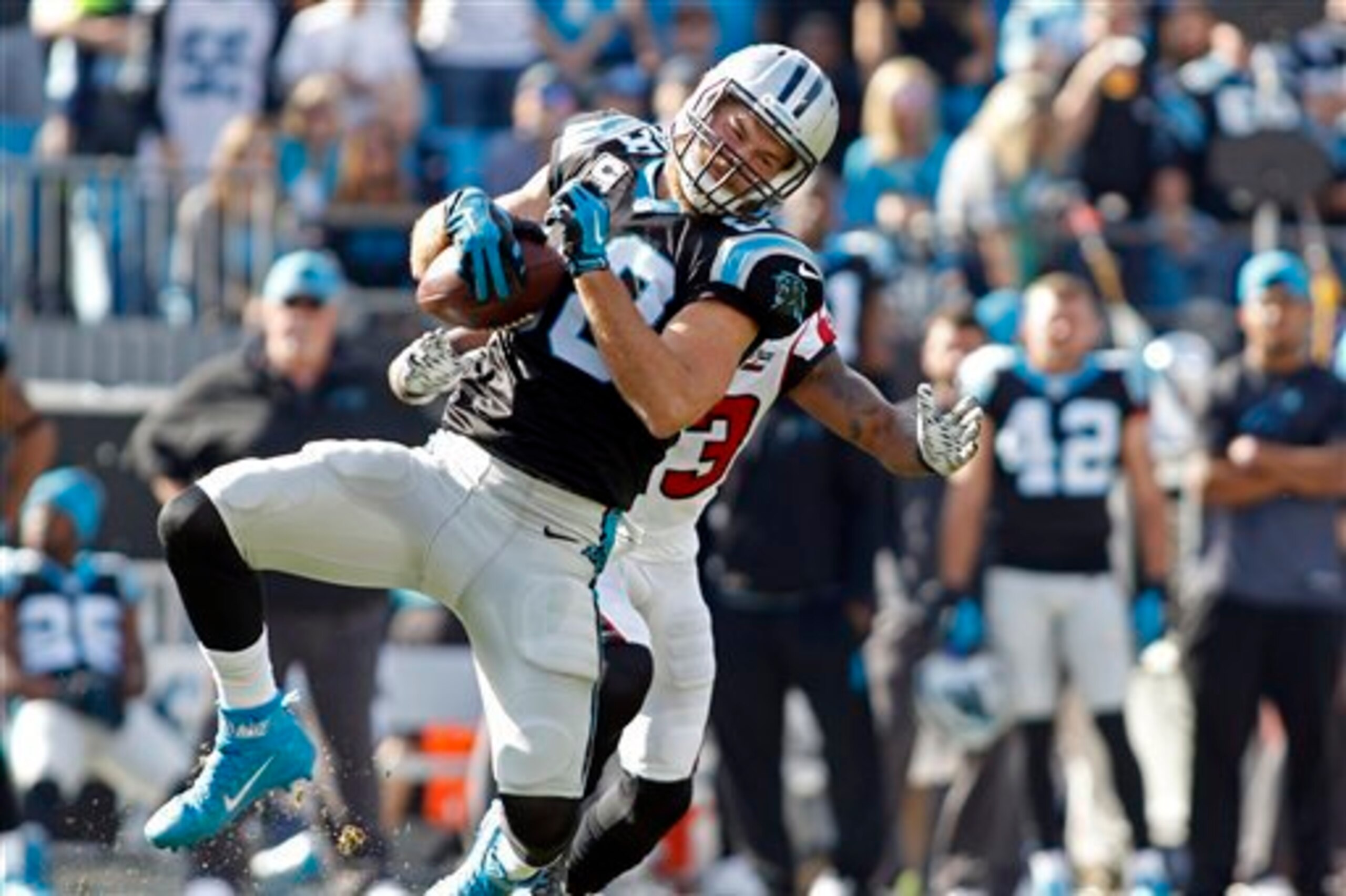Greg Olsen leads the Panthers in receptions (65), targets (107) and receiving yards (969) this season.