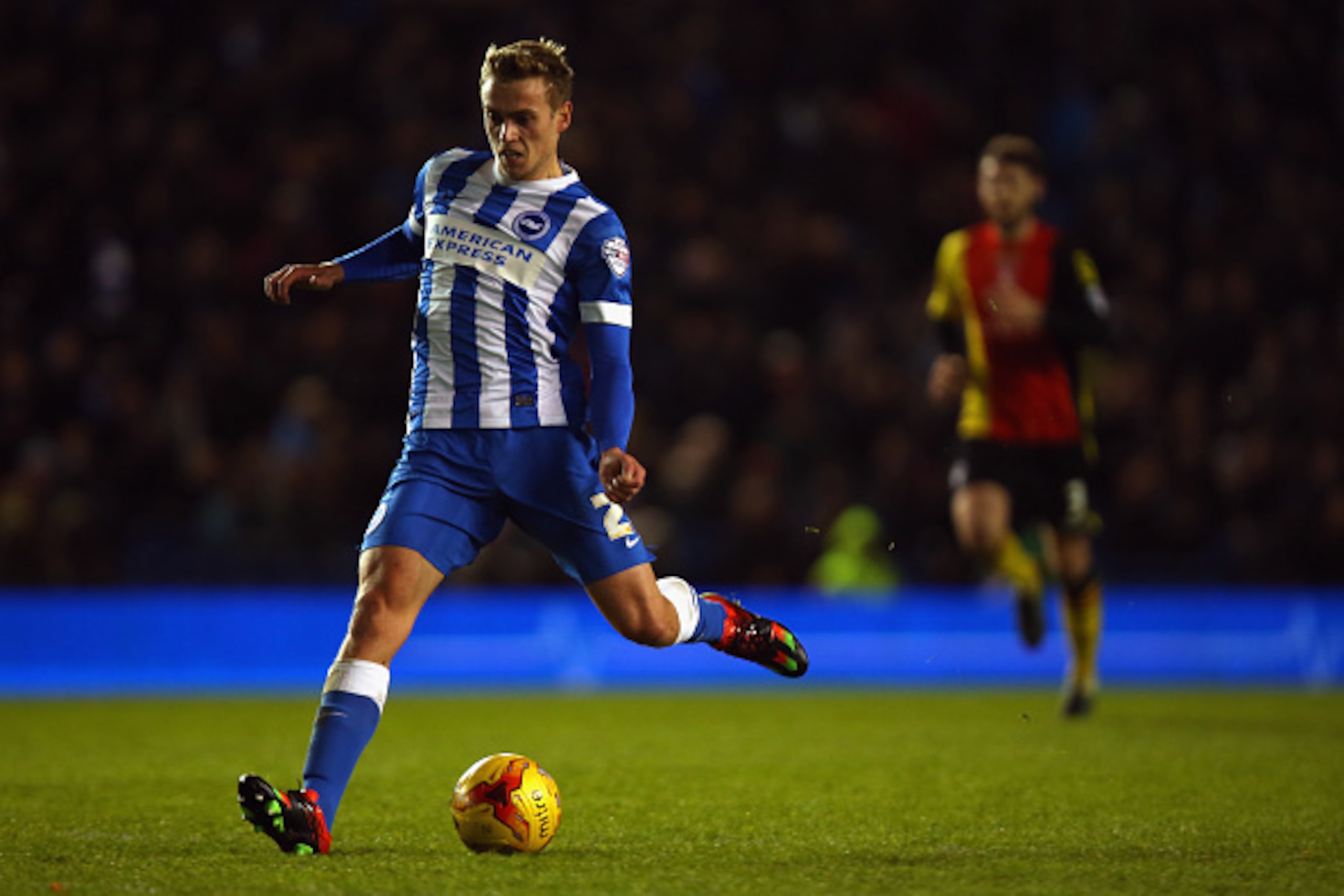 BRIGHTON, ENGLAND - NOVEMBER 28: James Wilson of Brighton & Hove Albion in action during the Sky Bet Championship match between Brighton and Hove Albion and Birmingham City on November 28, 2015 in Brighton, United Kingdom.  (Photo by Bryn Lennon/Getty Ima