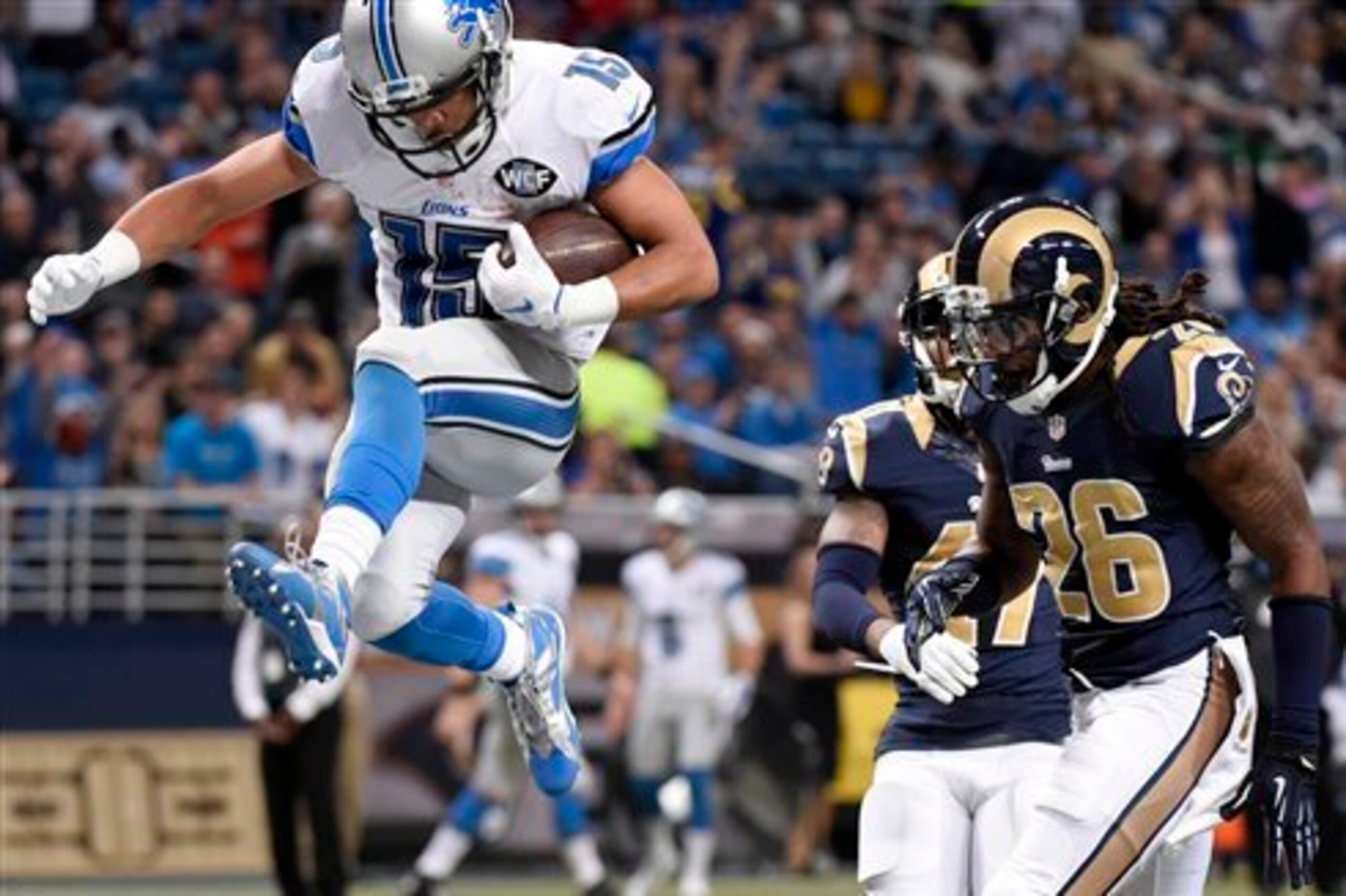 Tate lept into the end zone twice last week.