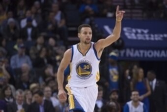 December 16, 2015; Oakland, CA, USA; Golden State Warriors guard Stephen Curry (30) celebrates during the third quarter against the Phoenix Suns at Oracle Arena. The Warriors defeated the Sun 128-103. Mandatory Credit: Kyle Terada-USA TODAY Sports