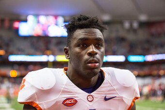SYRACUSE, NY - NOVEMBER 14:  Jayron Kearse #1 of the Clemson Tigers leaves the field after the game against the Syracuse Orange  on November 14, 2015 at The Carrier Dome in Syracuse, New York.  Clemson defeats Syracuse 37-27.  (Photo by Brett Carlsen/Gett