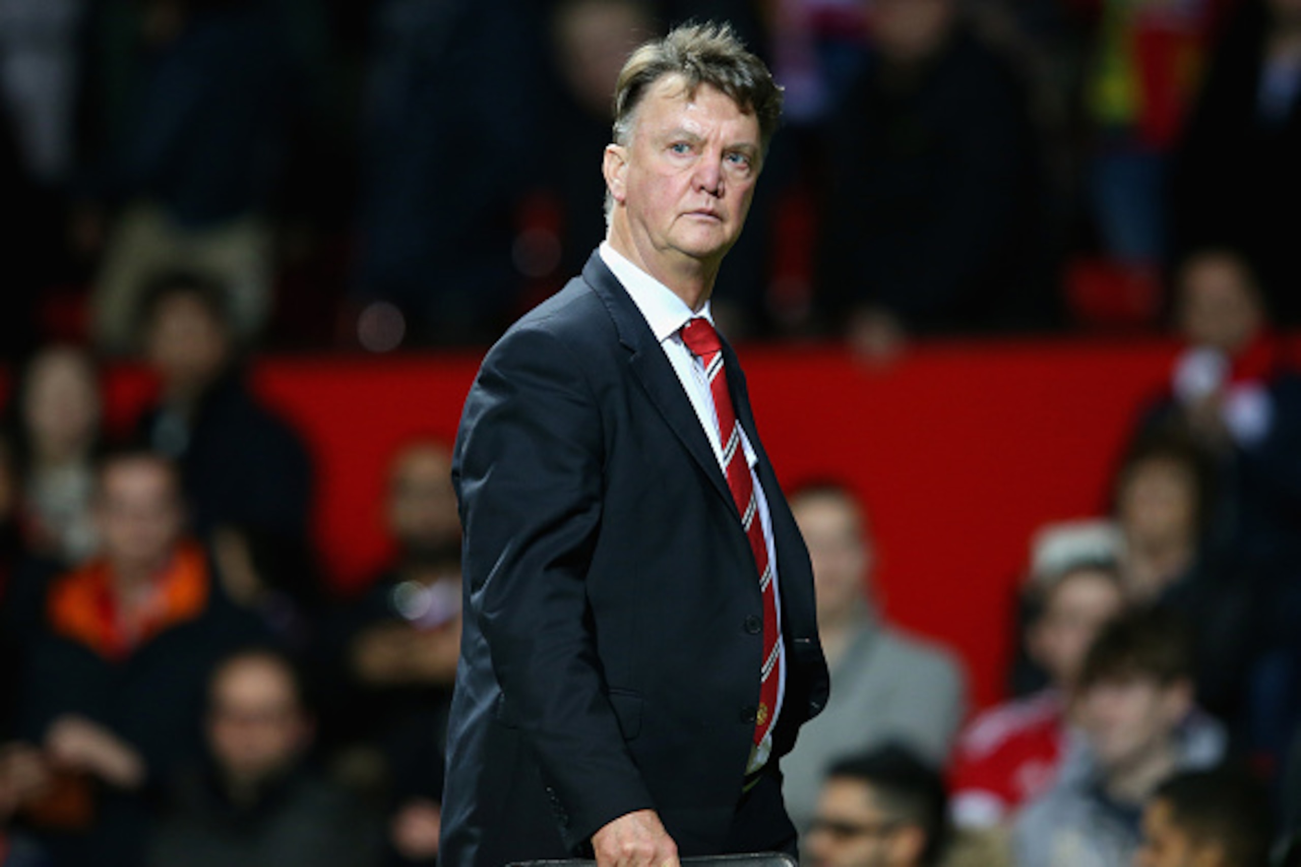 MANCHESTER, ENGLAND - DECEMBER 19:  Louis van Gaal Manager of Manchester United leaves the pitch after 1-2 defeat in the Barclays Premier League match between Manchester United and Norwich City at Old Trafford on December 19, 2015 in Manchester, England. 