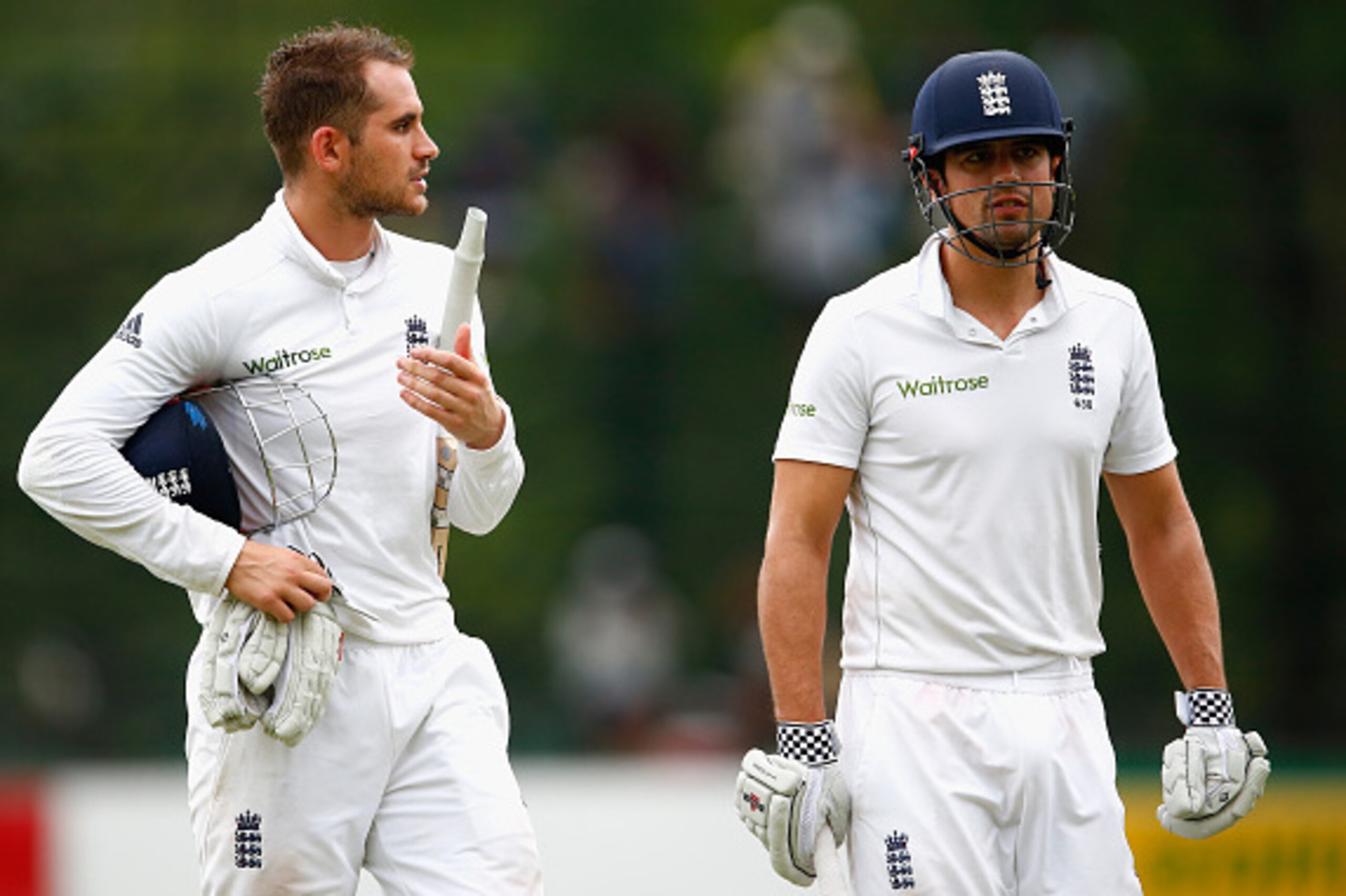 PIETERMARITZBURG, SOUTH AFRICA - DECEMBER 20: Alastair Cook and Alex Hales of England walk off at close of play during day one of the tour match between South Africa A and England at City Oval on December 20, 2015 in Pietermaritzburg, South Africa. (Pho PIETERMARITZBURG, SOUTH AFRICA - DECEMBER 20: Alastair Cook and Alex Hales of England walk off at close of play during day one of the tour match between South Africa A and England at City Oval on December 20, 2015 in Pietermaritzburg, South Africa. (Pho