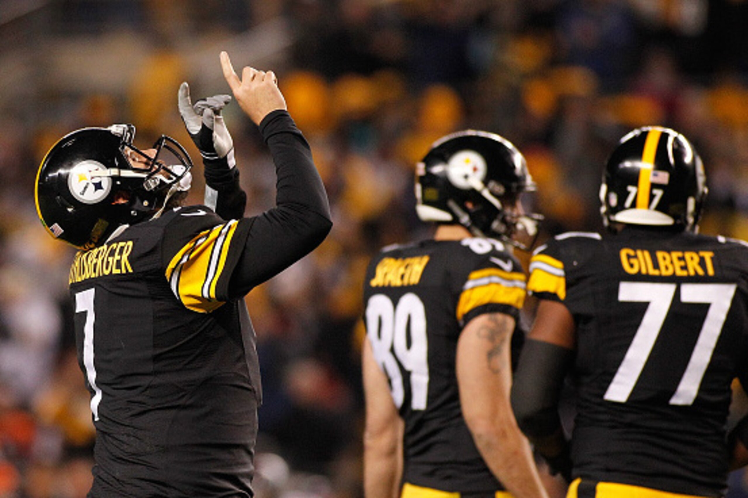 PITTSBURGH, PA - DECEMBER 20: Ben Roethlisberger #7 of the Pittsburgh Steelers celebrates a fourth quarter touchdown during the game against the Denver Broncos at Heinz Field on December 20, 2015 in Pittsburgh, Pennsylvania. (Photo by Justin Aller/Getty I