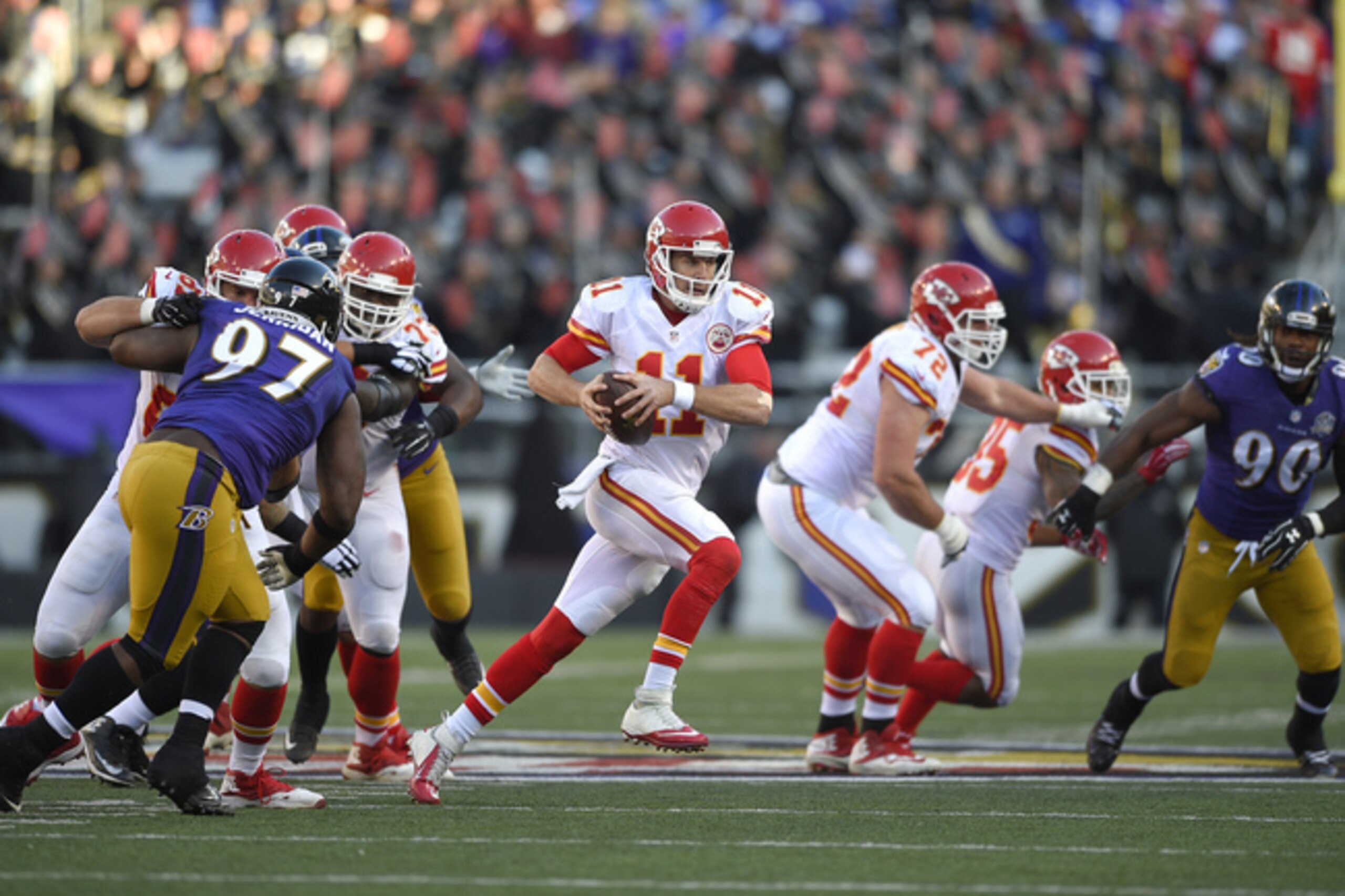 Alex Smith had just four incompletions, but he only logged 171 passing yards and a touchdown versus the struggling Ravens.