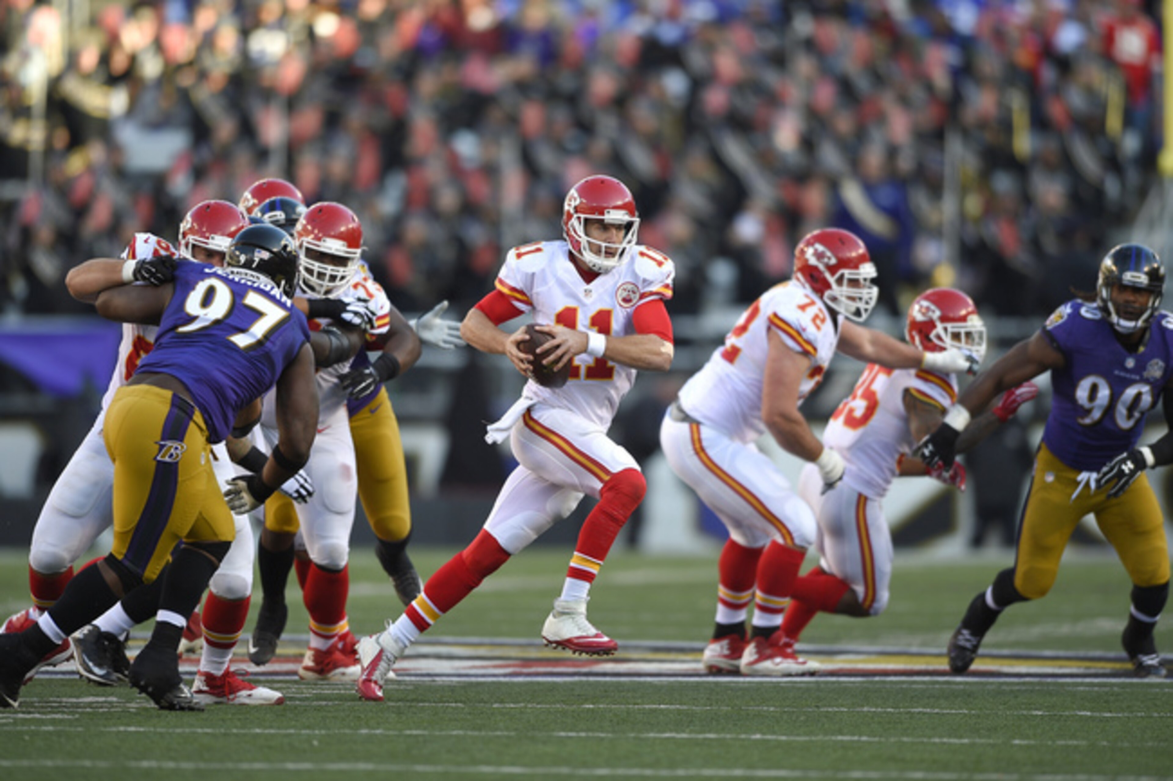 Alex Smith had just four incompletions, but he only logged 171 passing yards and a touchdown versus the struggling Ravens. Alex Smith had just four incompletions, but he only logged 171 passing yards and a touchdown versus the struggling Ravens.