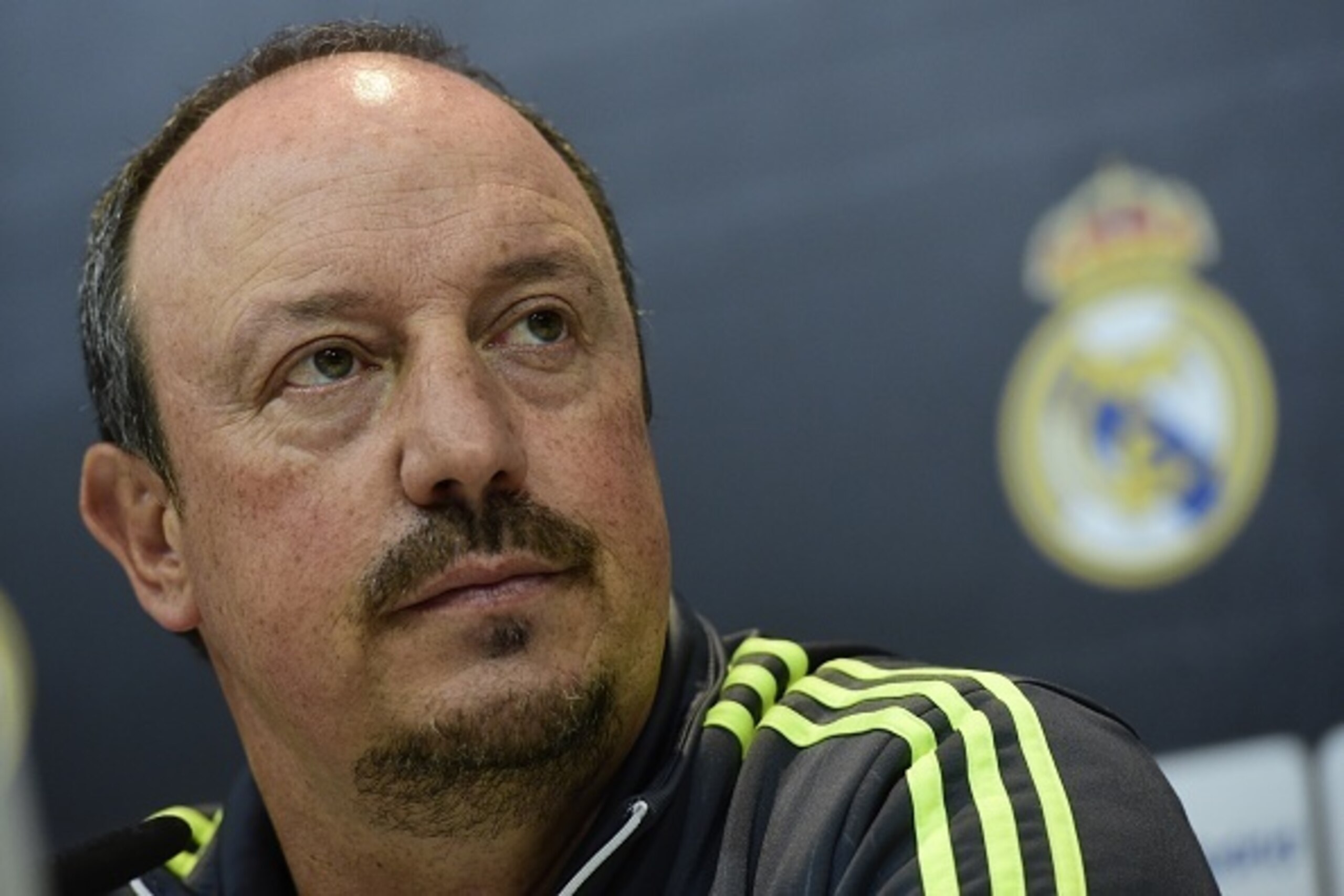 Real Madrid's coach Rafael Benitez looks on during a press conference at Valdebebas sport city in Madrid on December 12, 2015.  AFP PHOTO / JAVIER SORIANO / AFP / JAVIER SORIANO        (Photo credit should read JAVIER SORIANO/AFP/Getty Images)