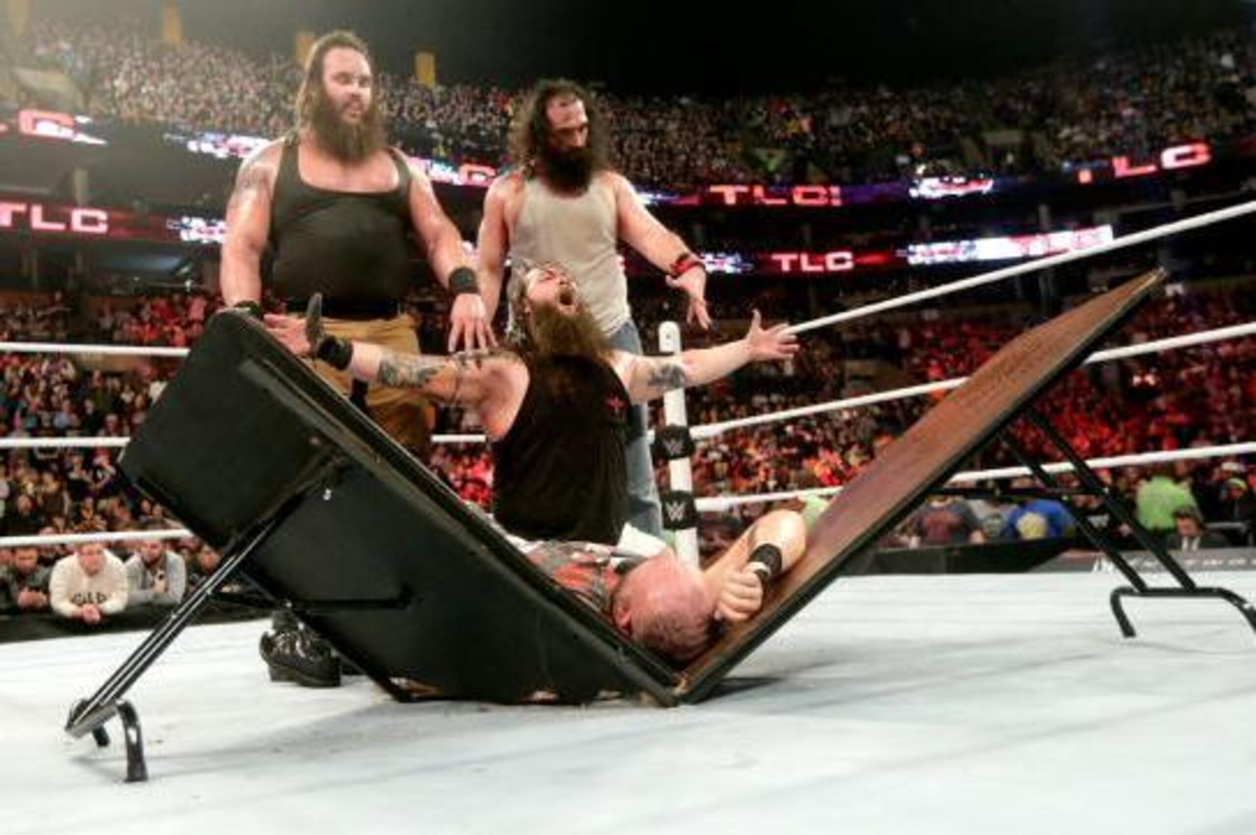 The Wyatt Family celebrate their win at TLC.