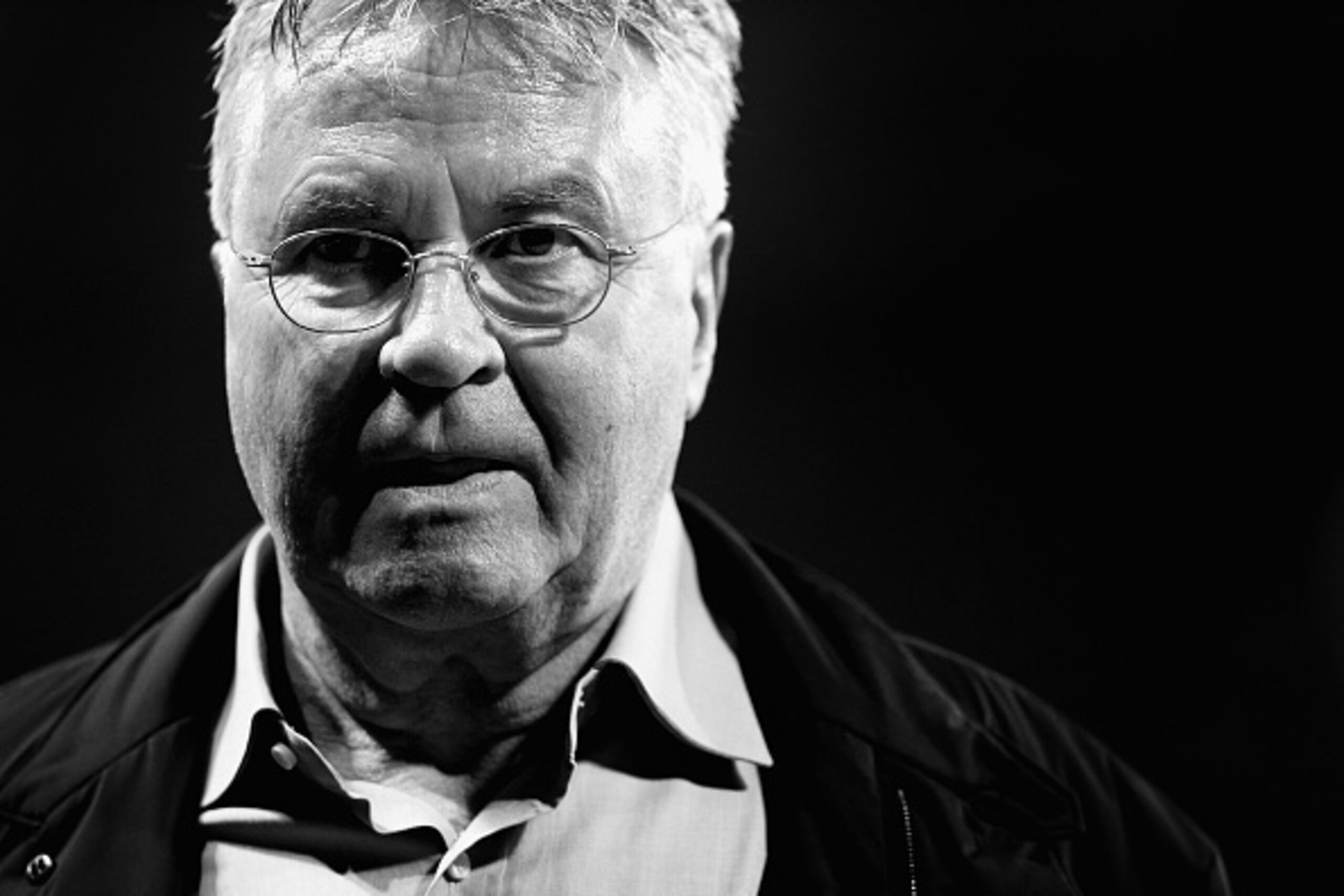 LONDON, ENGLAND - DECEMBER 19:  (This image has been converted to balck and white) Chelsea interim manager Guus Hiddink is seen after the Barclays Premier League match between Chelsea and Sunderland at Stamford Bridge on December 19, 2015 in London, Engla