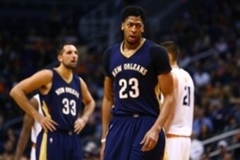 Nov 25, 2015; Phoenix, AZ, USA; New Orleans Pelicans forward Anthony Davis (23) and forward Ryan Anderson (33) against the Phoenix Suns at Talking Stick Resort Arena. The Pelicans defeated the Suns 120-114. Mandatory Credit: Mark J. Rebilas-USA TODAY Spor
