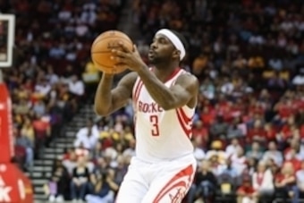 Dec 12, 2015; Houston, TX, USA; Houston Rockets guard Ty Lawson (3) shoots the ball during a game against the Los Angeles Lakers at Toyota Center. Mandatory Credit: Troy Taormina-USA TODAY Sports
