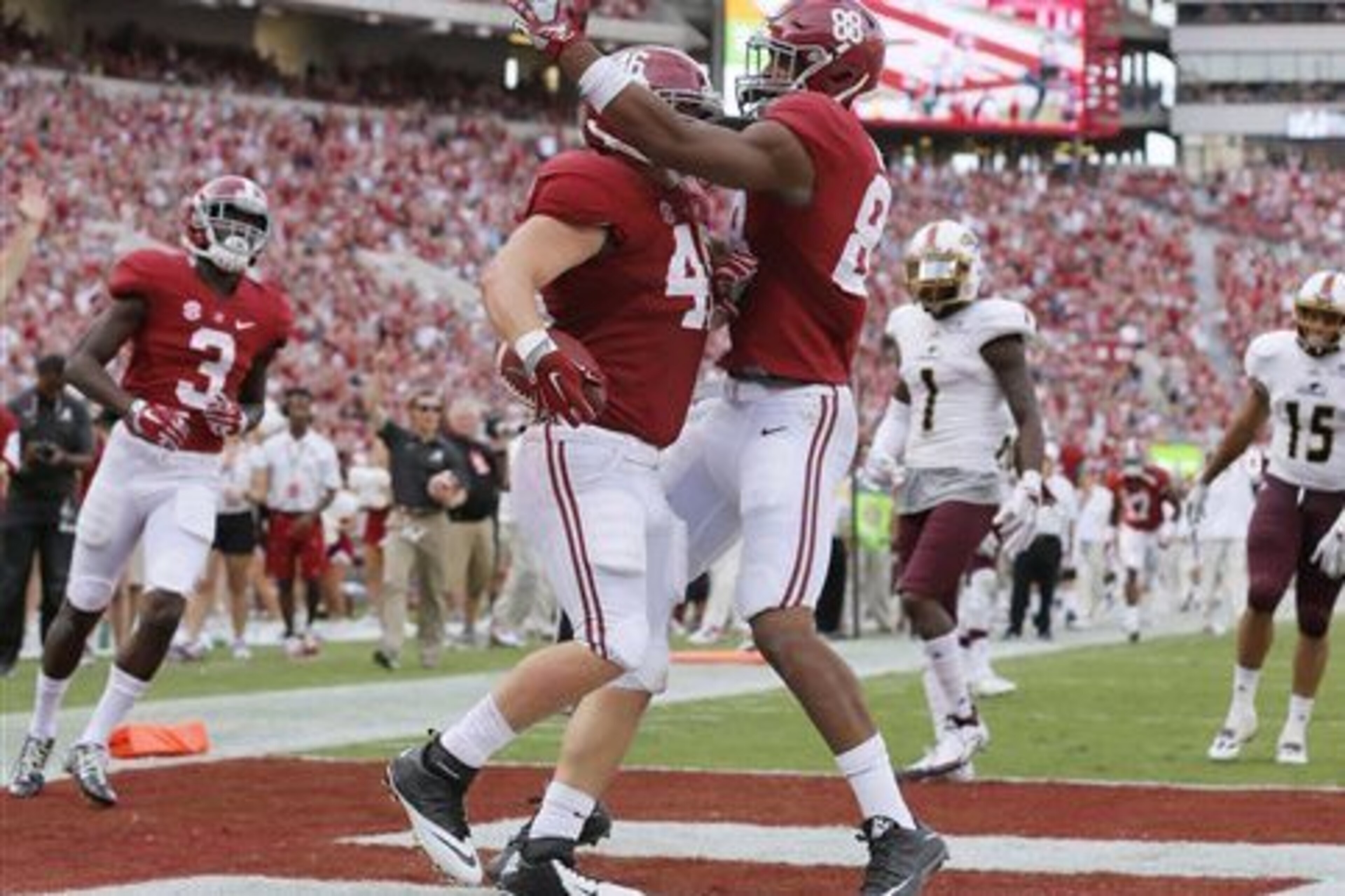 Alabama might have celebrated Michael Nysewander's touchdown as much as any this season.