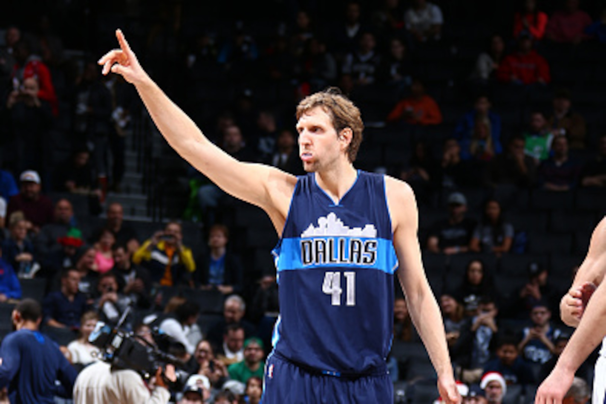BROOKLYN, NY - DECEMBER 23: Dirk Nowitzki #41 of the Dallas Mavericks during the game against the Brooklyn Nets on December 23, 2015 at Barclays Center in Brooklyn, New York. NOTE TO USER: User expressly acknowledges and agrees that, by downloading and or