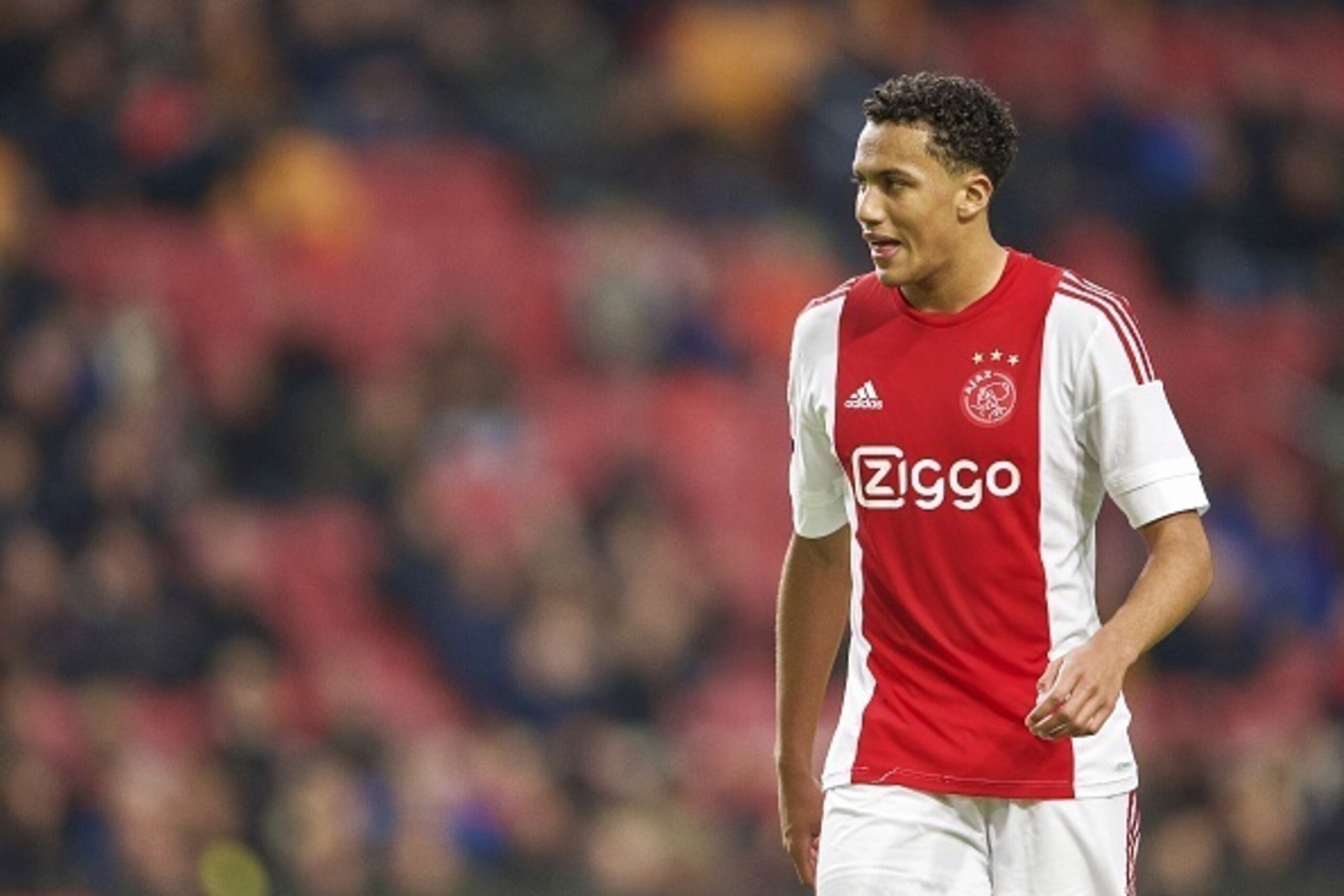 Jairo Riedewald of Ajax during the Dutch Eredivisie match between Ajax Amsterdam and SC Cambuur Leeuwarden at the Amsterdam Arena on November 21, 2015 in Amsterdam, The Netherlands(Photo by VI Images via Getty Images)