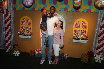 MIAMI, FL - December 20:  Chris Bosh #1 of the Miami Heat participates in the annual Christmas With Chris Bosh event at Gametime in Miami, Florida on December 20, 2014. NOTE TO USER: User expressly acknowledges and agrees that, by downloading and/or using