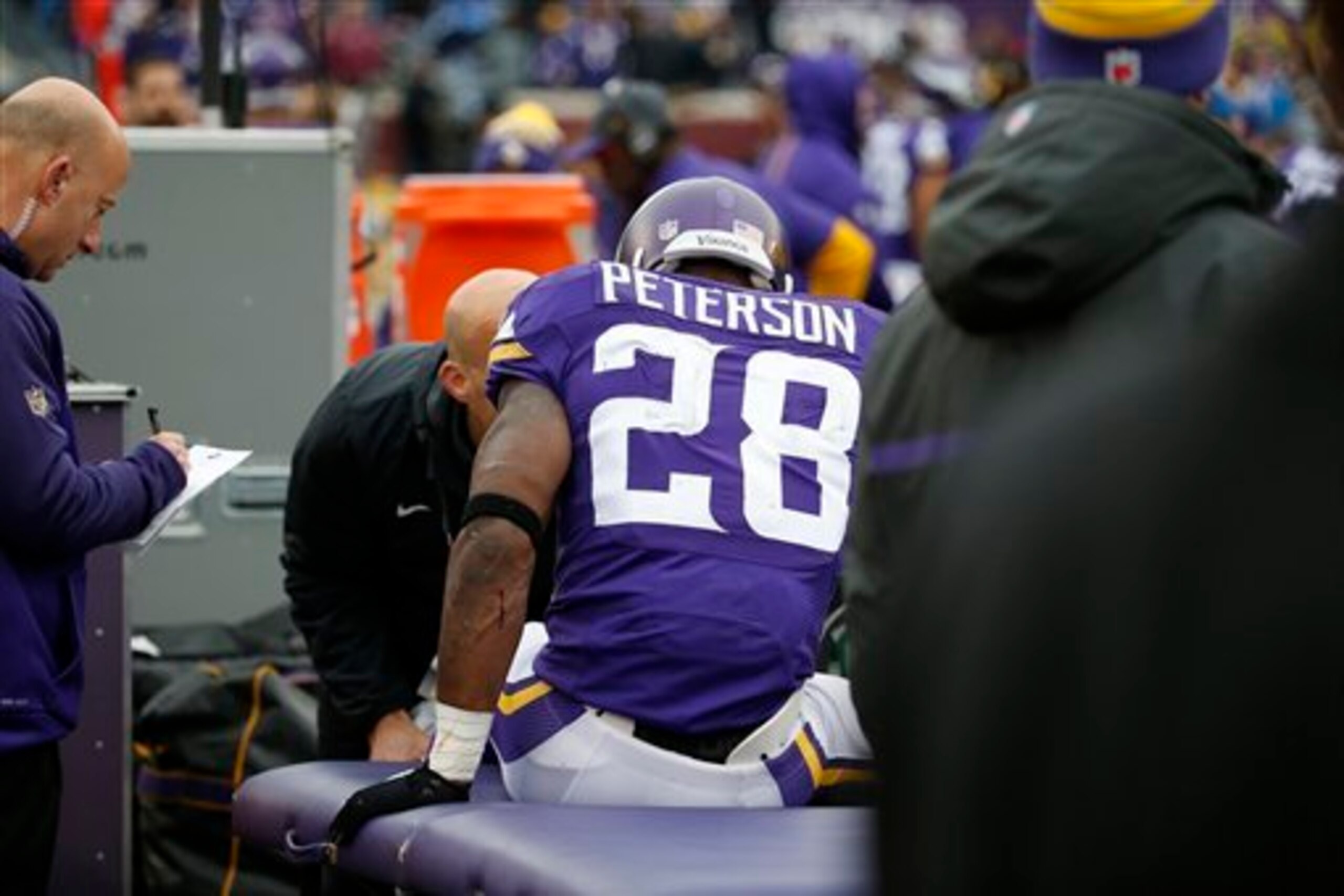 Peterson's visit to the training table last week could signal decreased usage in Week 16 if the Viking clinch a playoff spot before kickoff. Peterson's visit to the training table last week could signal decreased usage in Week 16 if the Viking clinch a playoff spot before kickoff.