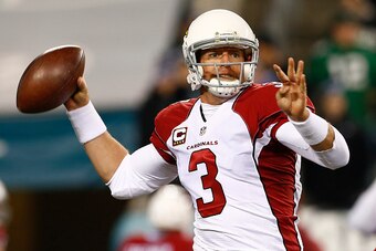 PHILADELPHIA, PA - DECEMBER 20:  Quarterback Carson Palmer #3 of the Arizona Cardinals throws a pass before the game against the Philadelphia Eagles at Lincoln Financial Field on December 20, 2015 in Philadelphia, Pennsylvania.  (Photo by Rich Schultz/Get