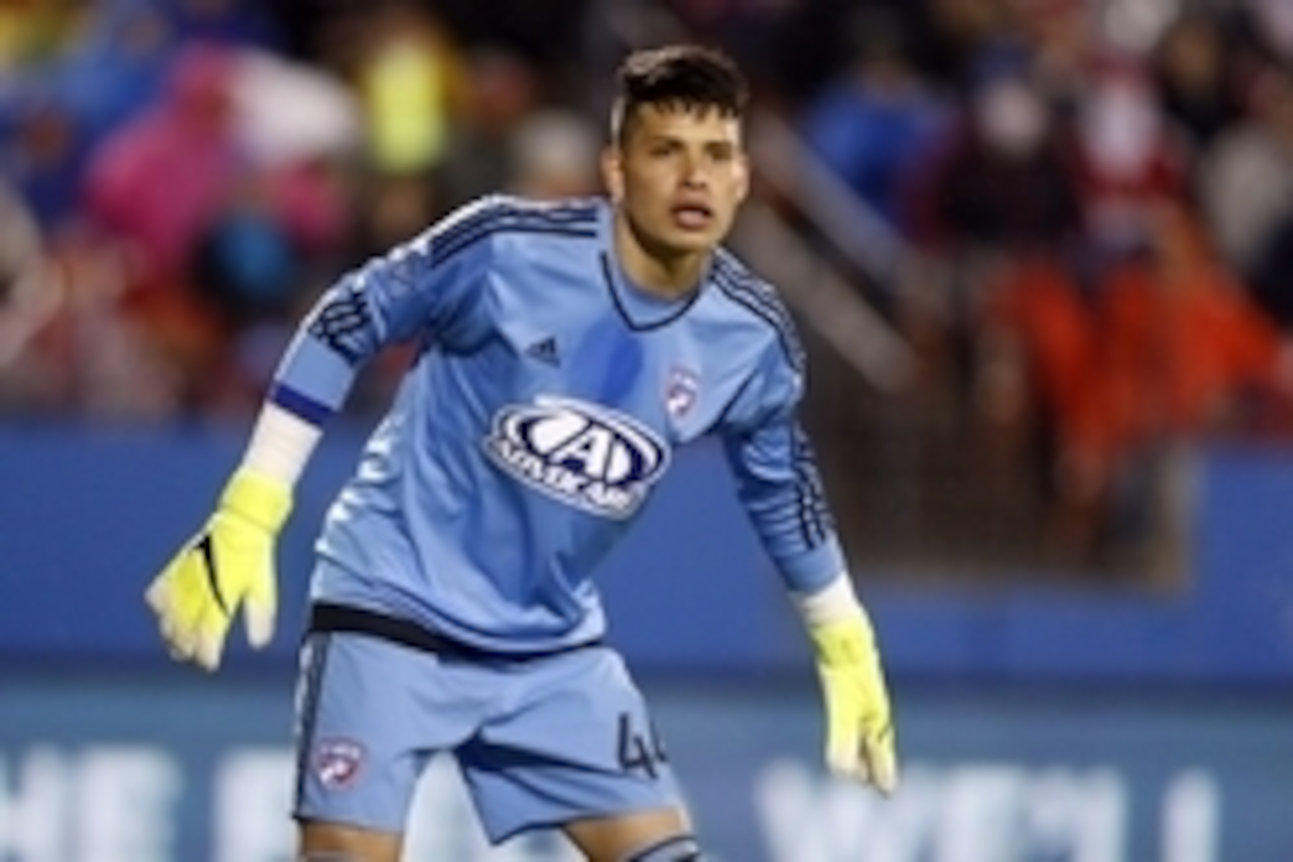 Nov 29, 2015; Dallas, TX, USA; FC Dallas goalkeeper Jesse Gonzalez (44) in game action against the Portland Timbers in the second half of leg two of the Western Conference championship at Toyota Stadium. The matched ends in 2-2 draw. The Timbers advance o