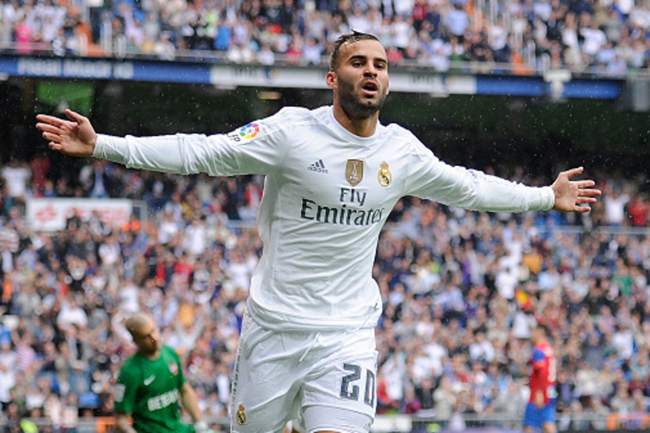 MADRID, SPAIN - OCTOBER 17:  Jese Rodriguez of Real Madrid celebrates after scoring Real's 3rd goal during the La Liga match between Real Madrid CF and Levante UD at estadio Santiago Bernabeu on October 17, 2015 in Madrid, Spain.  (Photo by Denis Doyle/Ge