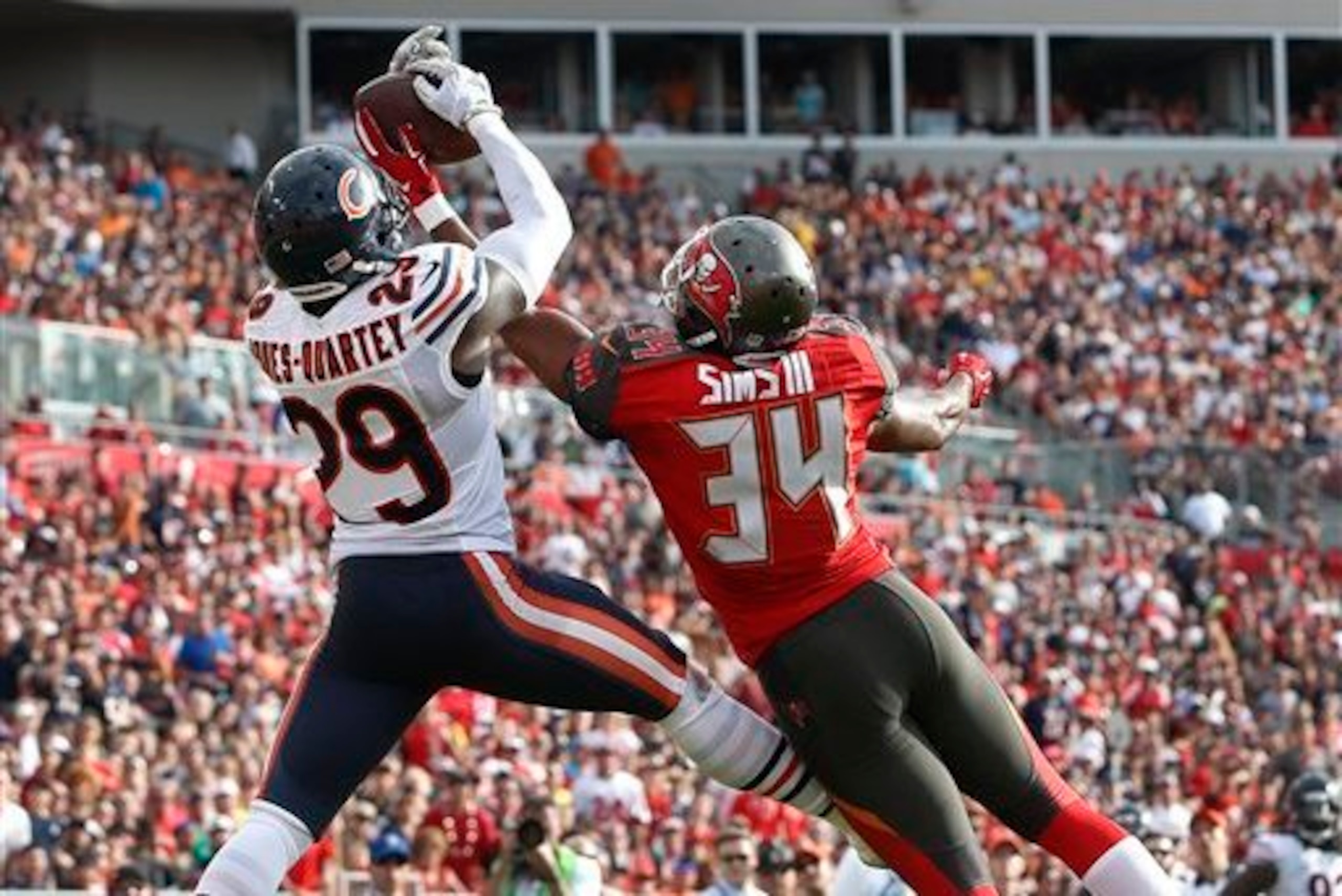 Undrafted rookie safety Harold Jones-Quartey recorded his first career interception on Sunday afternoon.