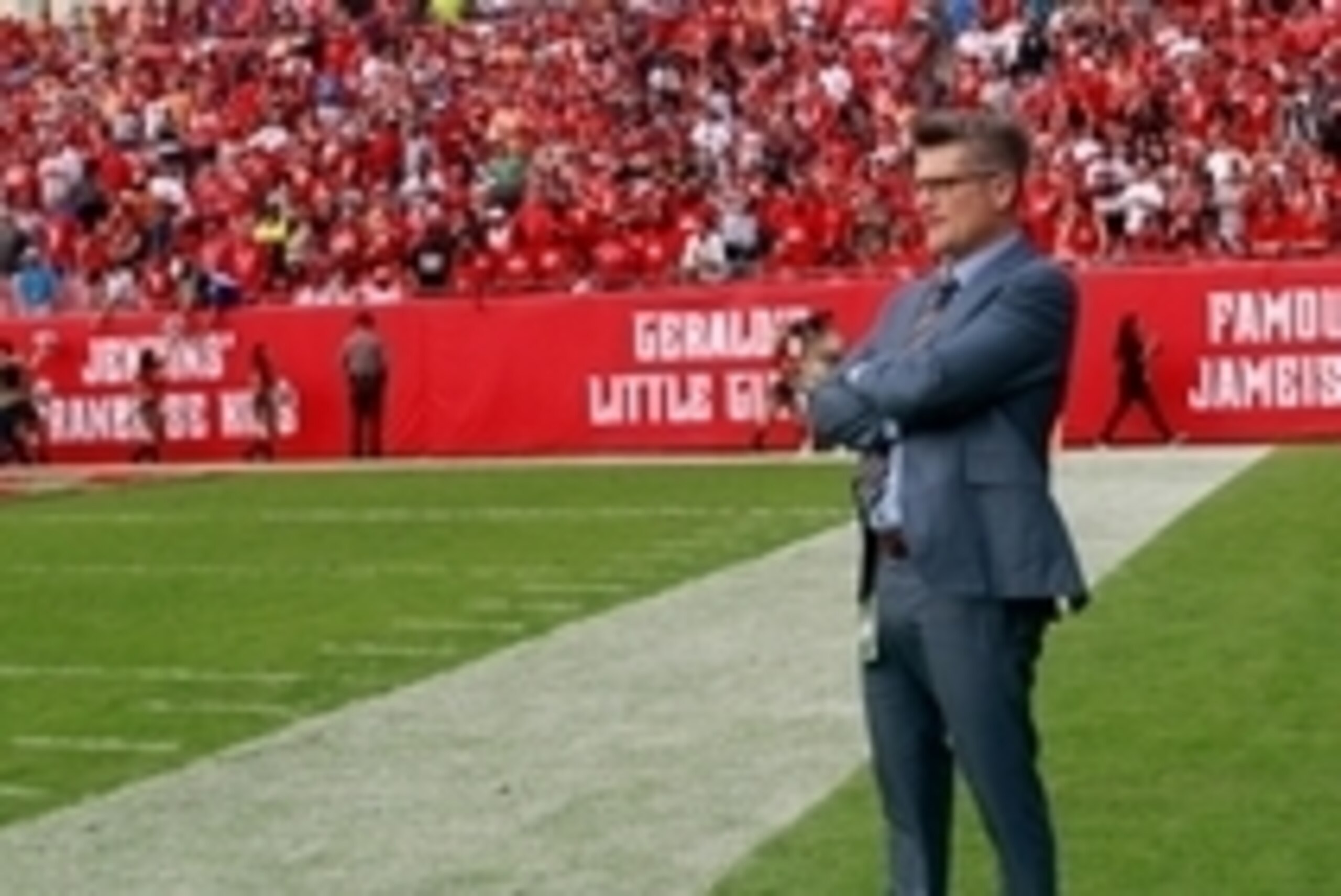 Dec 6, 2015; Tampa, FL, USA; Atlanta Falcons general manager Thomas Dimitroff during the second half at Raymond James Stadium. Tampa Bay Buccaneers defeated the Atlanta Falcons 23-19. Mandatory Credit: Kim Klement-USA TODAY Sports