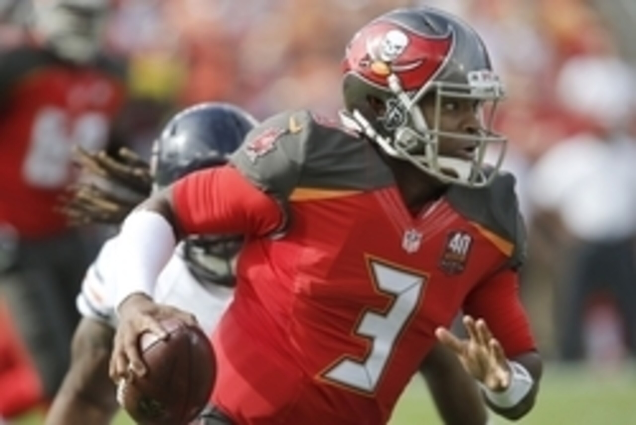 Dec 27, 2015; Tampa, FL, USA; Tampa Bay Buccaneers quarterback Jameis Winston (3) runs during the first quarter of a football game against the Chicago Bears at Raymond James Stadium. Mandatory Credit: Reinhold Matay-USA TODAY Sports
