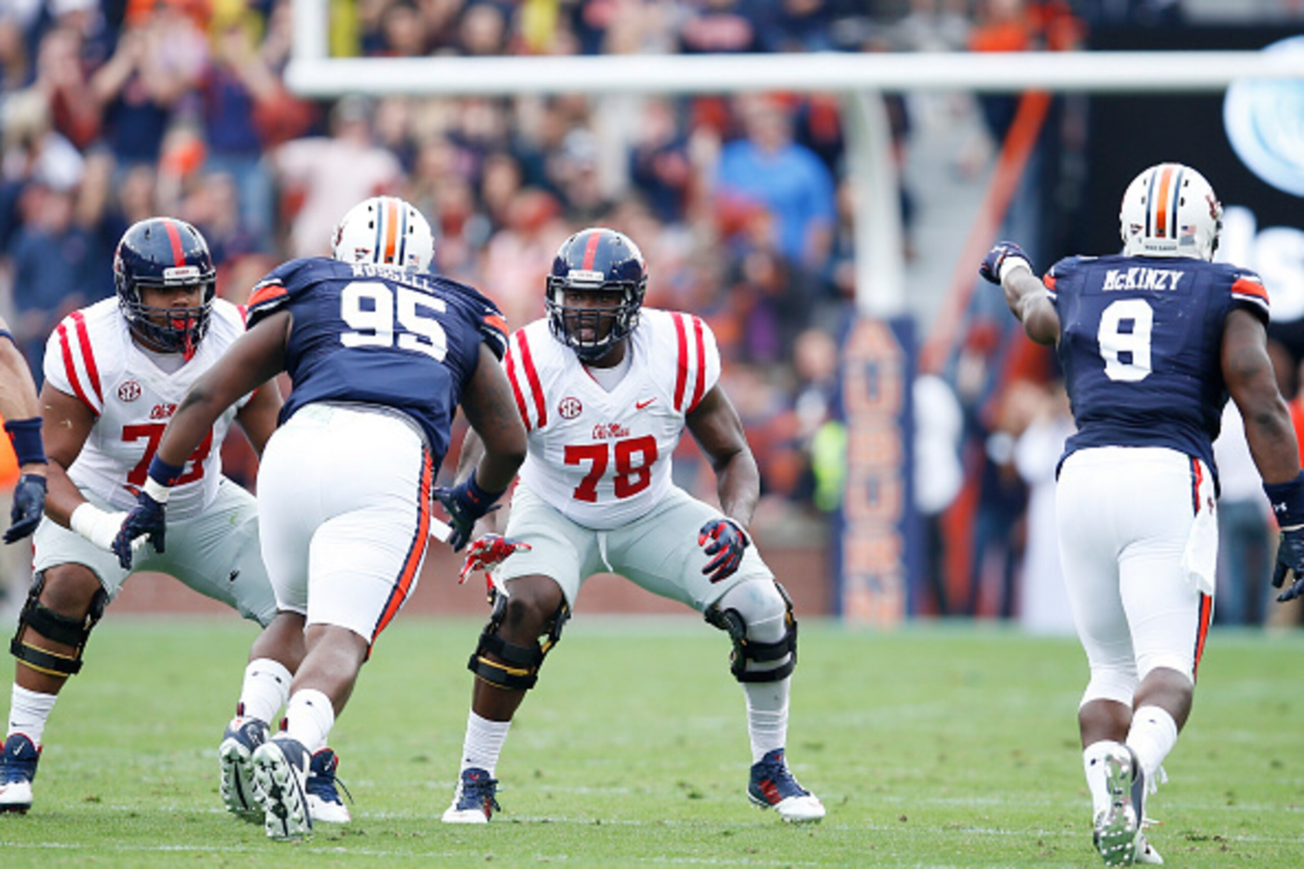 AUBURN, AL - OCTOBER 31: Laremy Tunsil #78 of the Ole Miss Rebels in action during a game against the Auburn Tigers at Jordan-Hare Stadium on October 31, 2015 in Auburn, Alabama. Ole Miss defeated Auburn 27-19. (Photo by Joe Robbins/Getty Images)