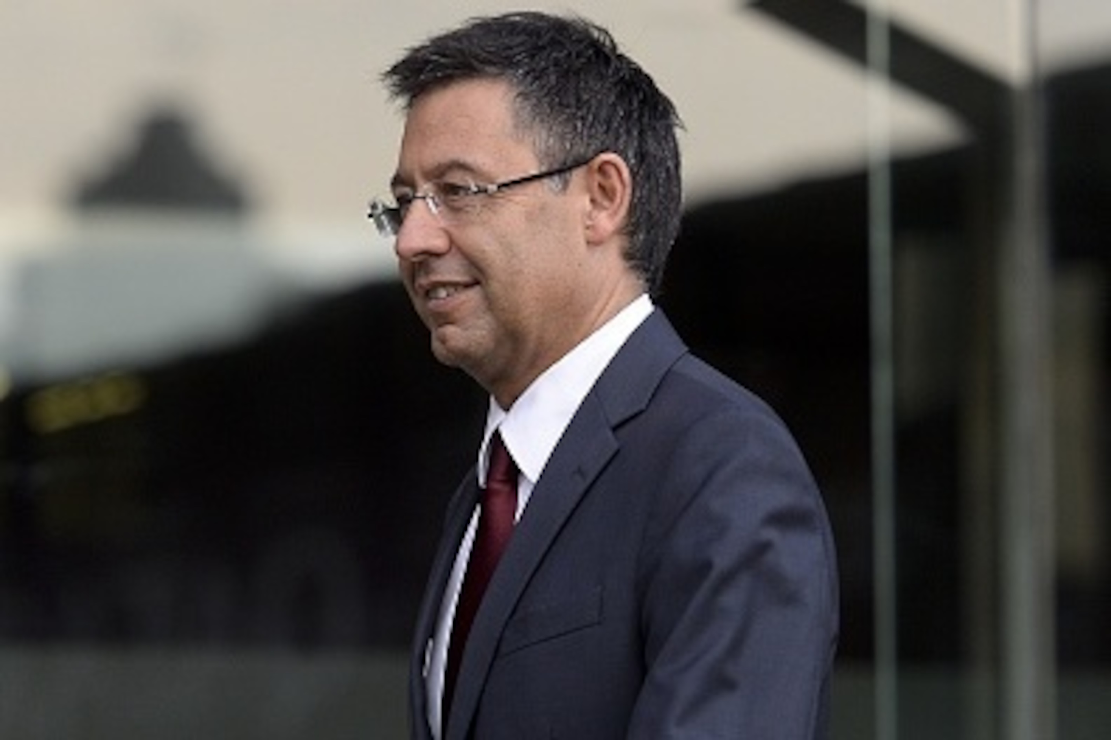 FC Barcelona incumbent president Josep Maria Bartomeu arrives to take office as president in Barcelona on July 20, 2015 after he was re-elected seeing off rival Joan Laporta.  Bartomeu, 52, polled 25,823 votes (54.63%) with Laporta, a former president, wi