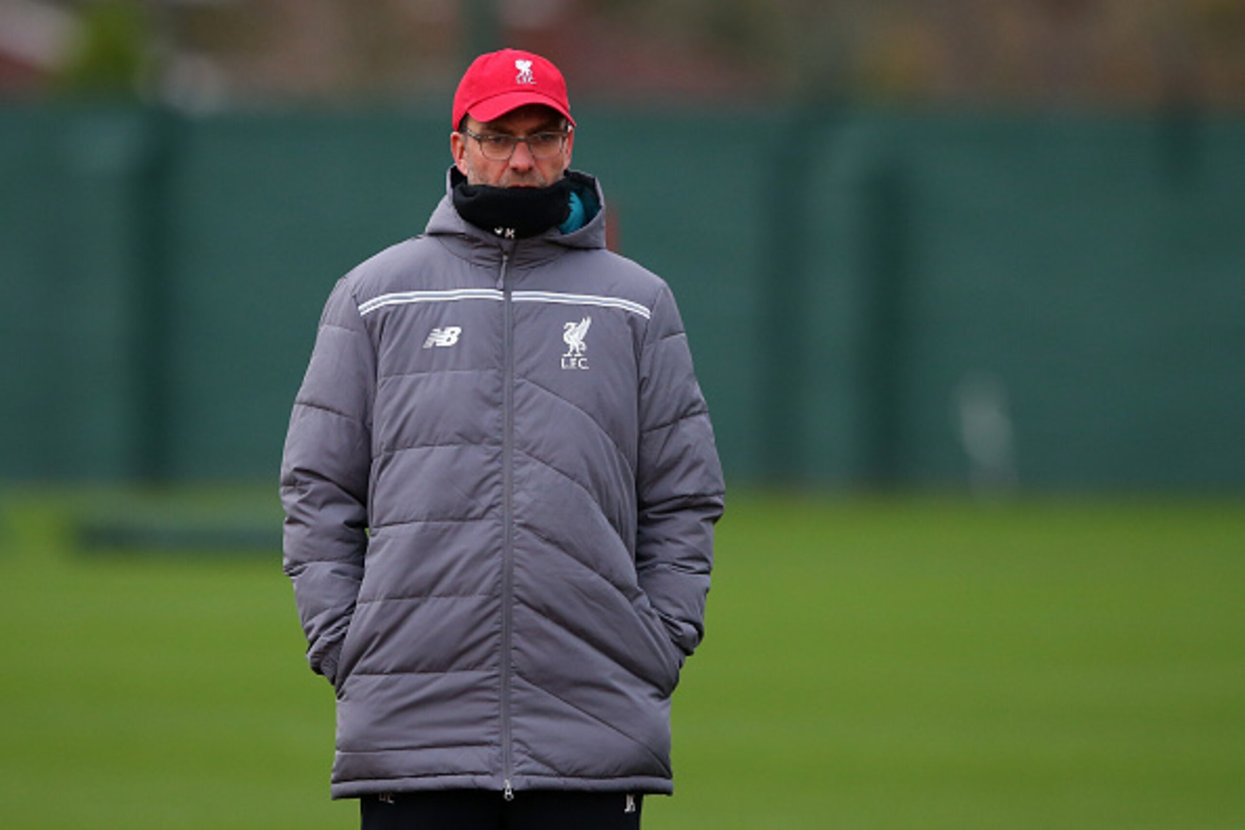 LIVERPOOL, ENGLAND - DECEMBER 09:  Manager Jurgen Klopp looks on during the Liverpool training session at the Melwood training ground on December 9, 2015 in Liverpool, England.  (Photo by Alex Livesey/Getty Images)