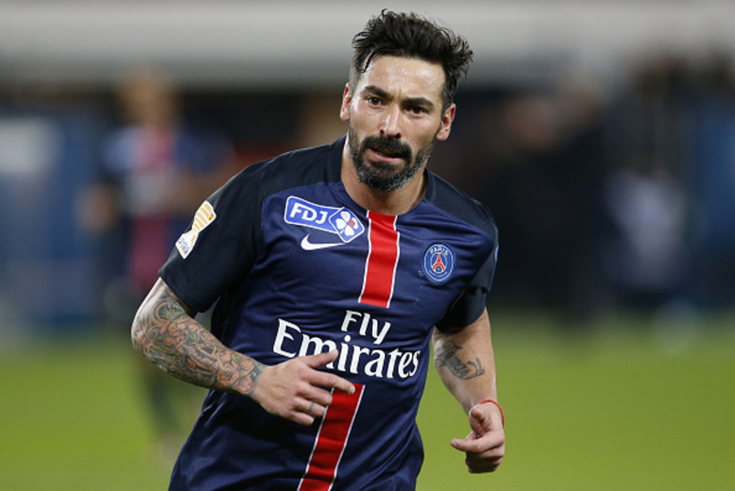 PARIS, FRANCE - DECEMBER 16: Ezequiel Lavezzi of PSG looks on during the French League Cup (Coupe de la Ligue) match between Paris Saint-Germain (PSG) and AS Saint-Etienne (ASSE) at Parc des Princes stadium on December 16, 2015 in Paris, France. (Photo by