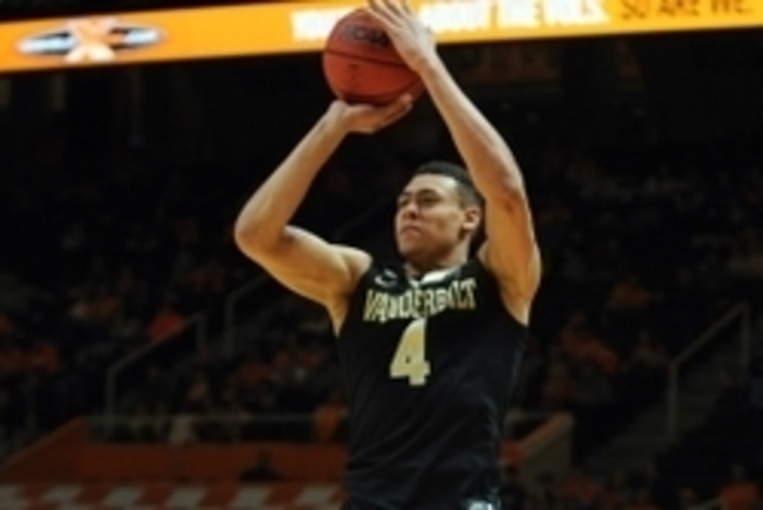 Feb 26, 2015; Knoxville, TN, USA;  Vanderbilt Commodores guard Wade Baldwin IV (4) shoots the ball against the Tennessee Volunteers at Thompson-Boling Arena. Vanderbilt won 73 to 65. Mandatory Credit: Randy Sartin-USA TODAY Sports