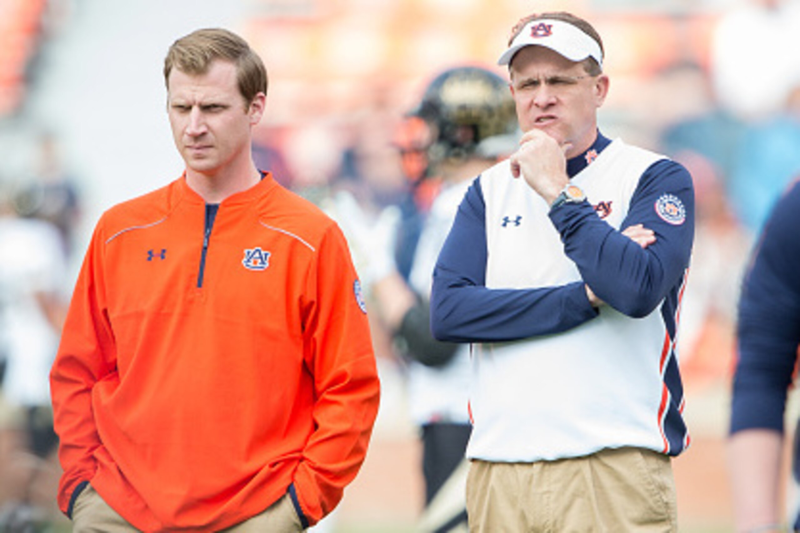 AUBURN, AL - NOVEMBER 21: Head coach Gus Malzahn of the Auburn Tigers prior to their game against the Idaho Vandals on November 21, 2015 at Jordan-Hare Stadium in Auburn, Alabama. (Photo by Michael Chang/Getty Images)