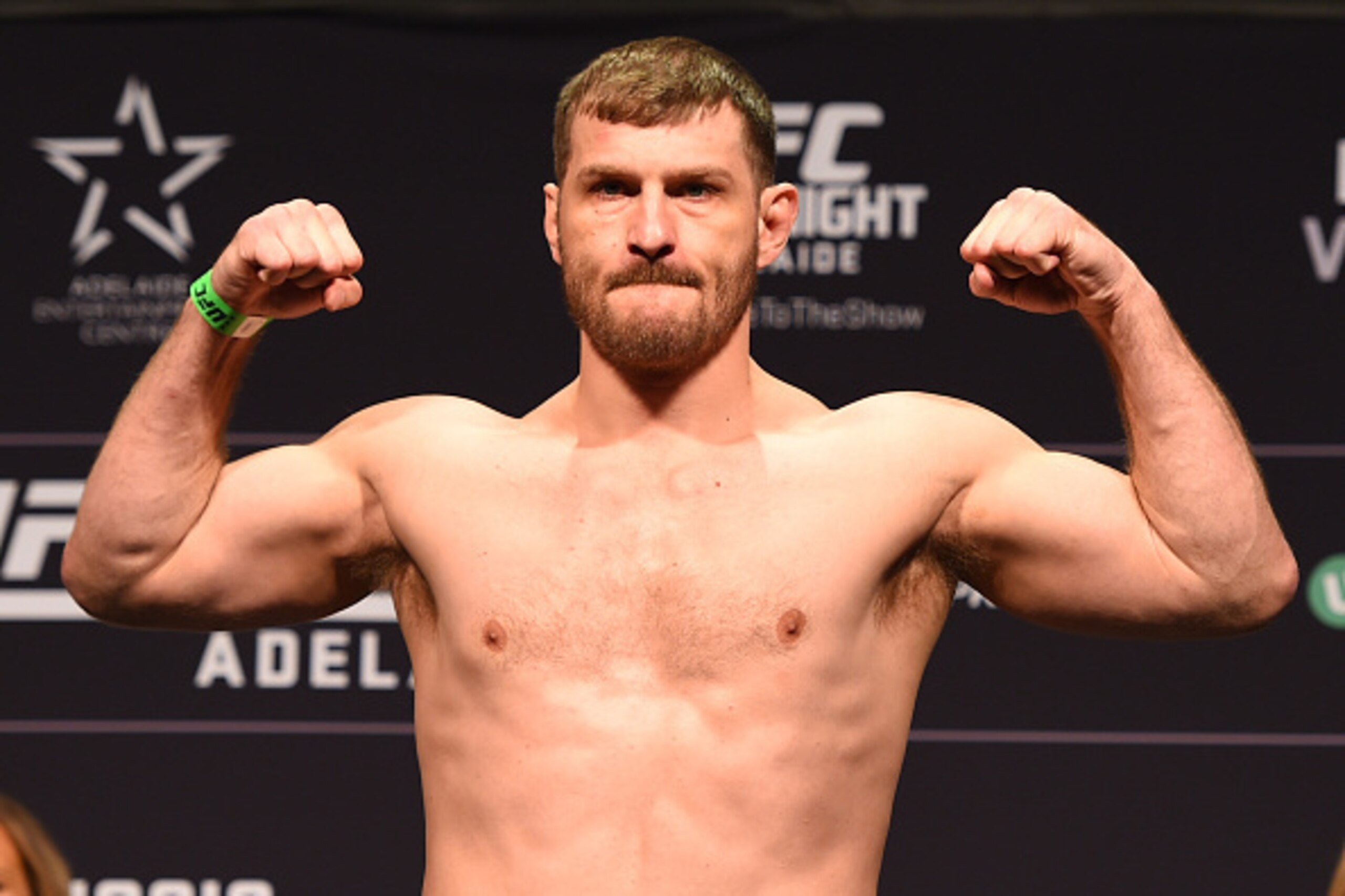 ADELAIDE, AUSTRALIA - MAY 09:   Stipe Miocic of the United States weighs in during the UFC weigh-in event at the Adelaide Entertainment Centre on May 9, 2015 in Adelaide, Australia. (Photo by Josh Hedges/Zuffa LLC/Zuffa LLC via Getty Images)