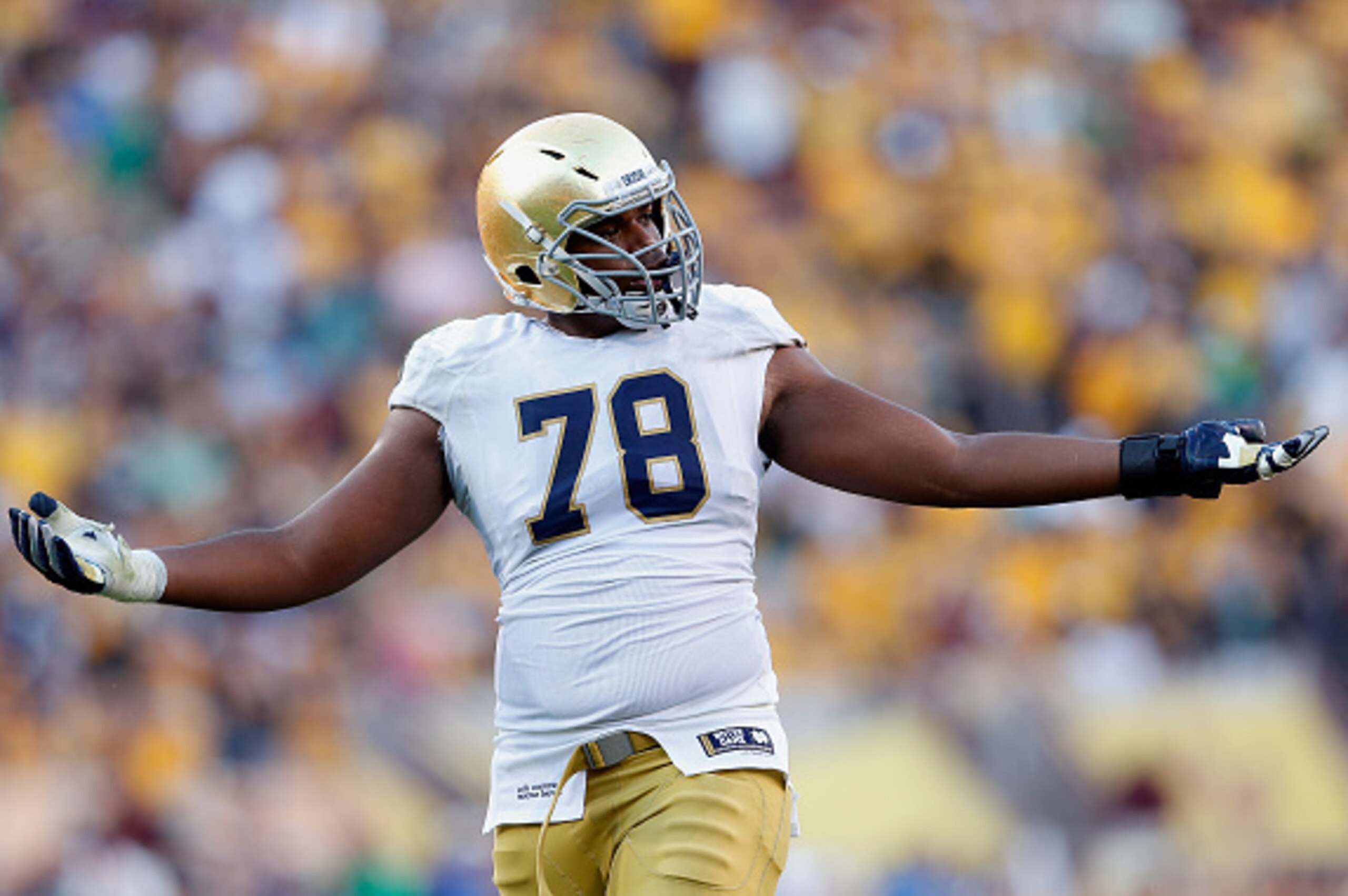 TEMPE, AZ - NOVEMBER 08:  Offensive lineman Ronnie Stanley #78 of the Notre Dame Fighting Irish during the college football game against the Arizona State Sun Devils at Sun Devil Stadium on November 8, 2014 in Tempe, Arizona. The Sun Devils defeated the F