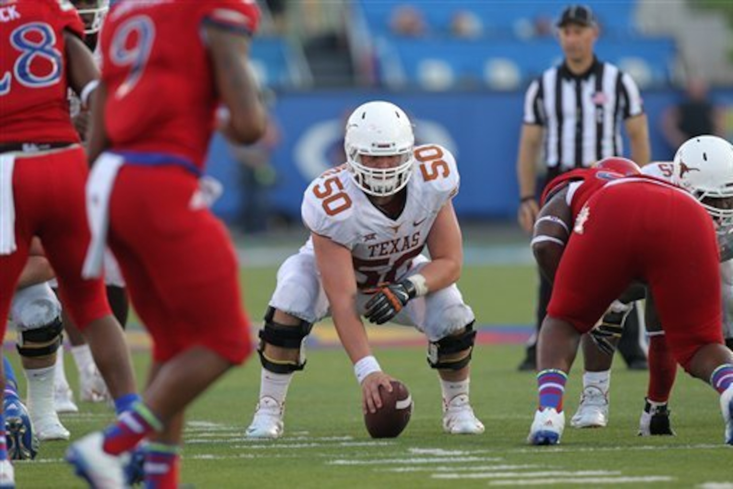 Jake Raulerson, a projected starter, recently became the fifth offensive lineman to transfer from Texas during Strong's tenure.