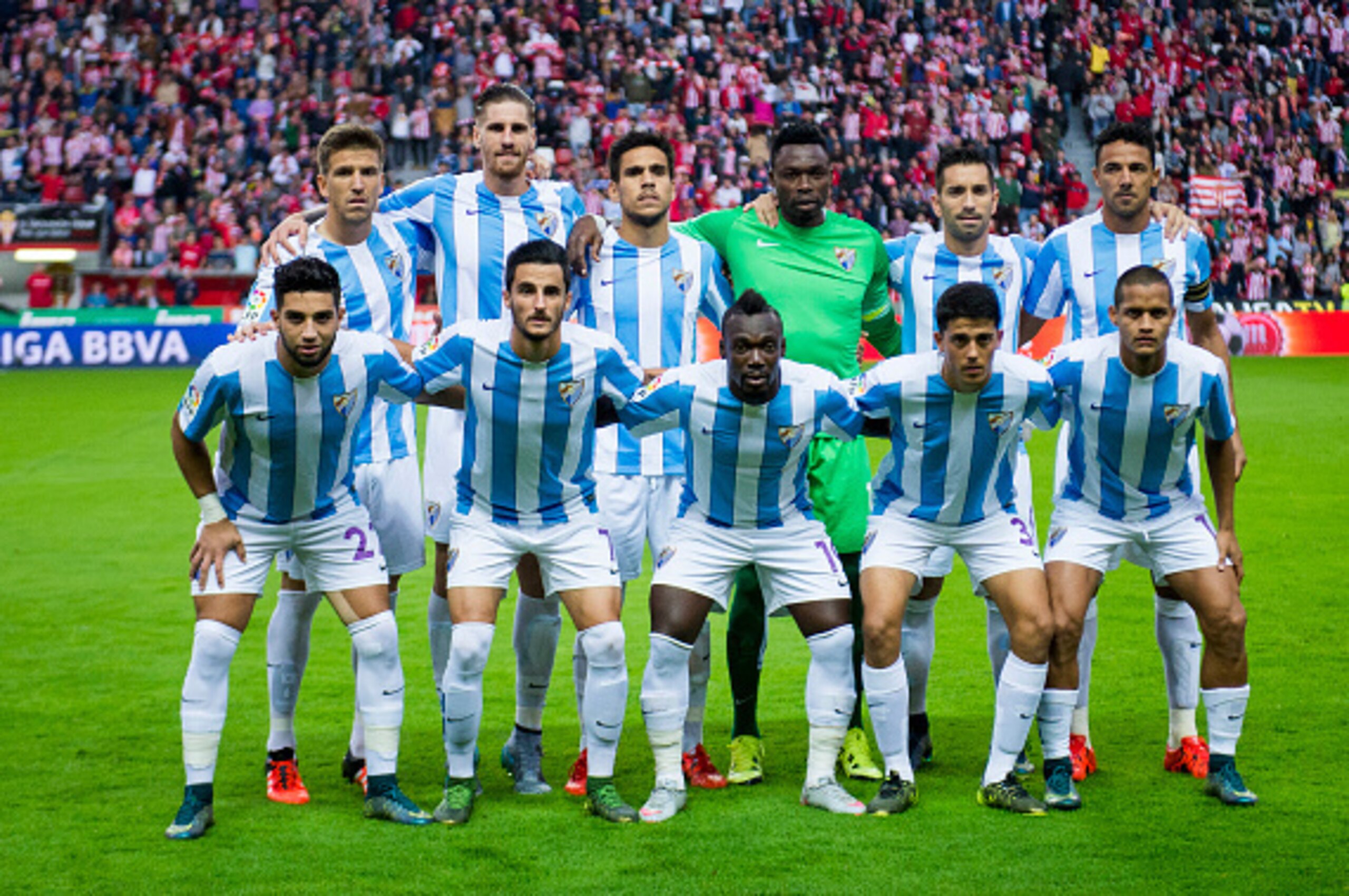 GIJON, SPAIN - NOVEMBER 01:  Malaga FC line up for a team photo prior to the La Liga match between Real Sporting de Gijon and Malaga CF at Estadio El Molinon on November 1, 2015 in Gijon, Spain.  (Photo by Juan Manuel Serrano Arce/Getty Images)