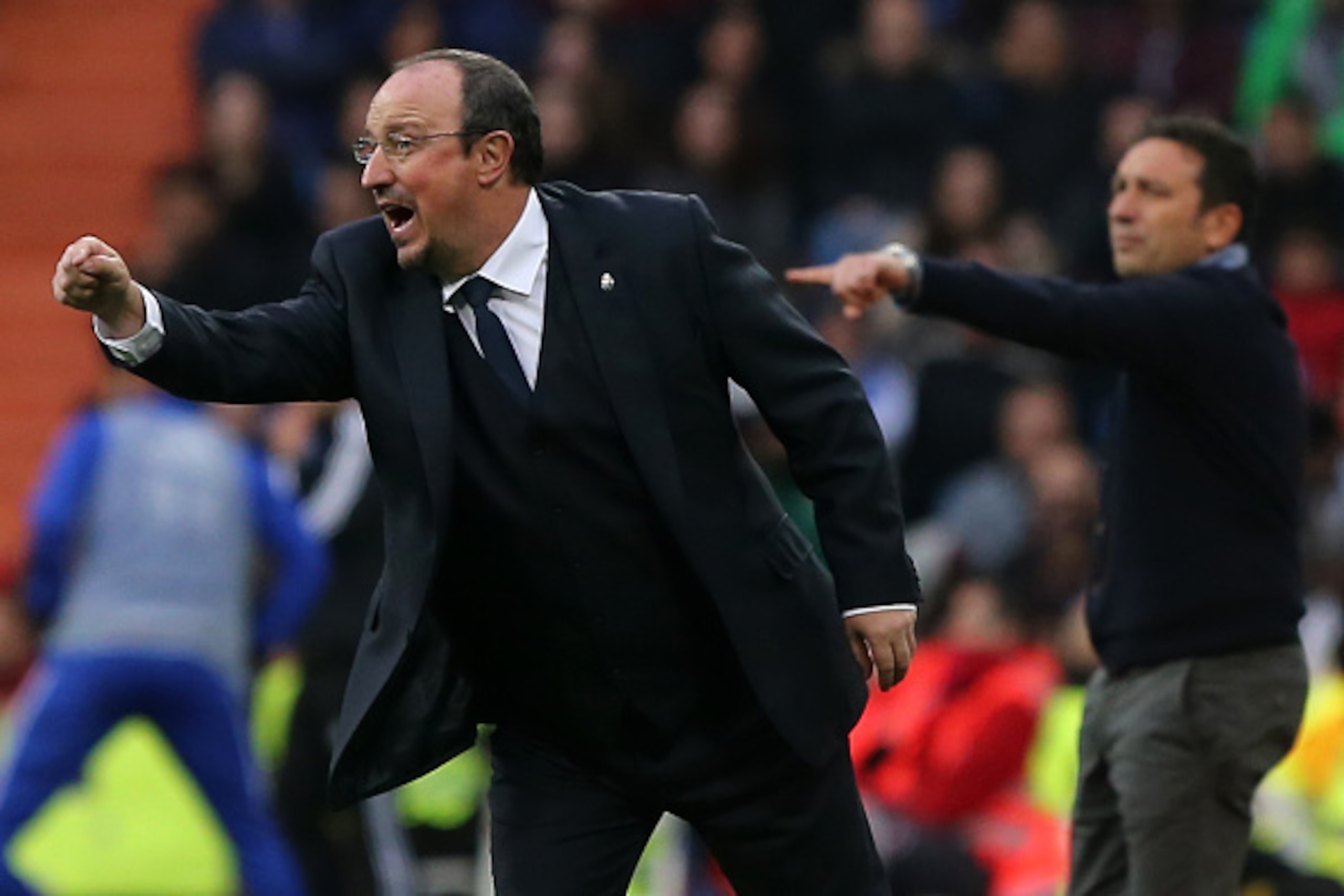 Real Madrid's coach Rafael Benitez gestures on the sideline during the Spanish league football match Real Madrid CF vs Real Sociedad de Futbol at the Santiago Bernabeu stadium in Madrid on December 30, 2015. AFP PHOTO/ CESAR MANSO / AFP / CESAR MANSO     